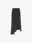 MO&Co. Noir Women's Asymmetric Polka Dot Midi Silk Skirt