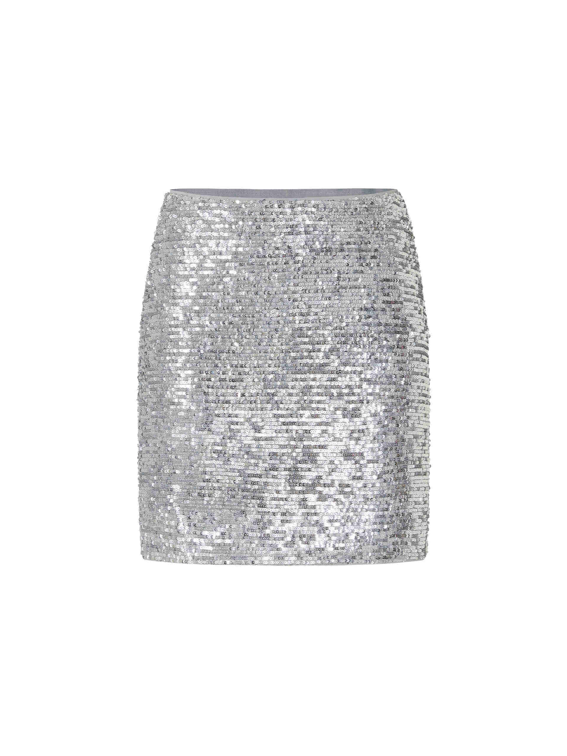 MO&Co. Women's Sparkly Sequin Mini Skirt Silver