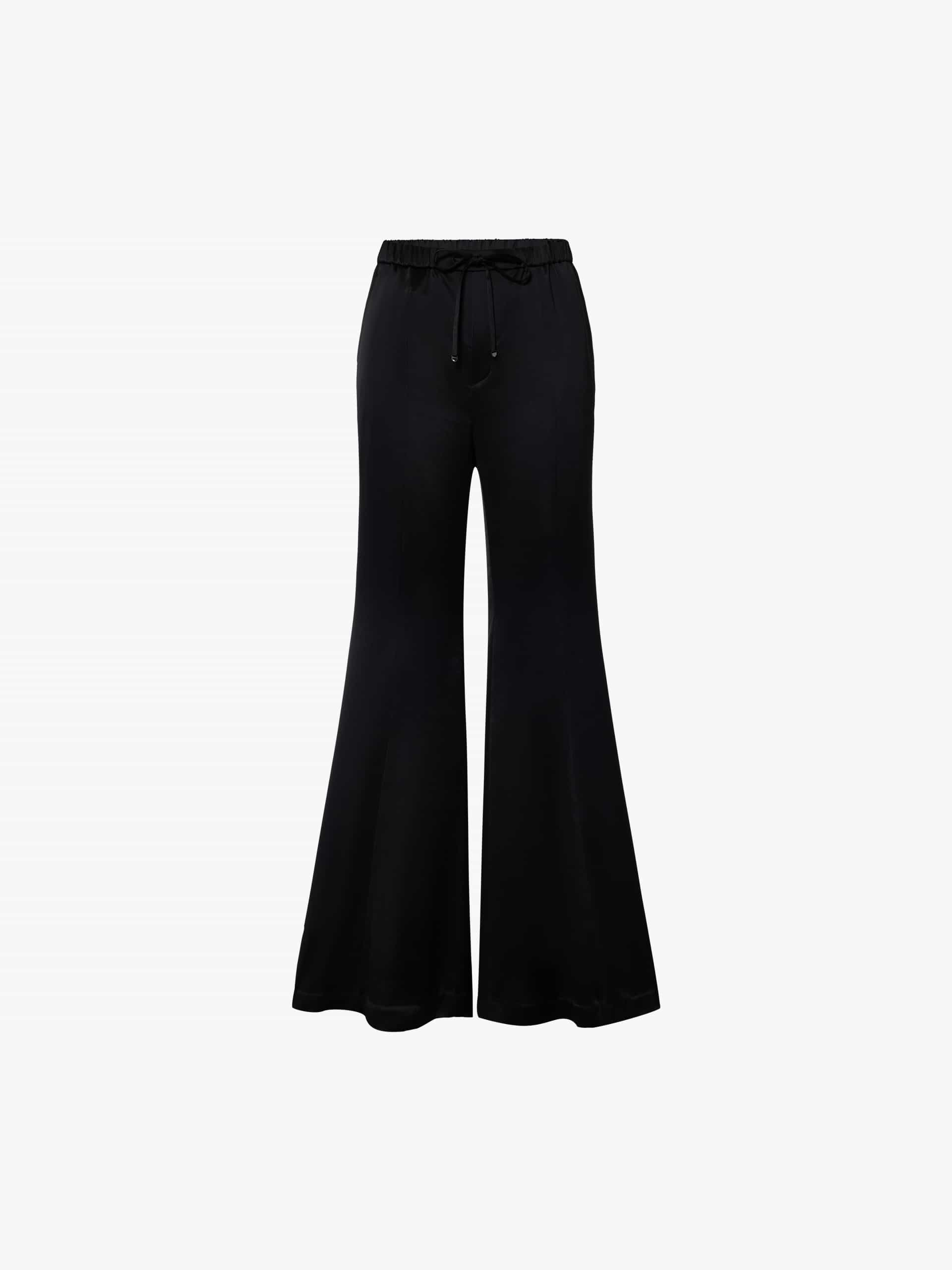 MO&Co. Noir Women's Elastic Waistband Drawstring Flare Pants in Black