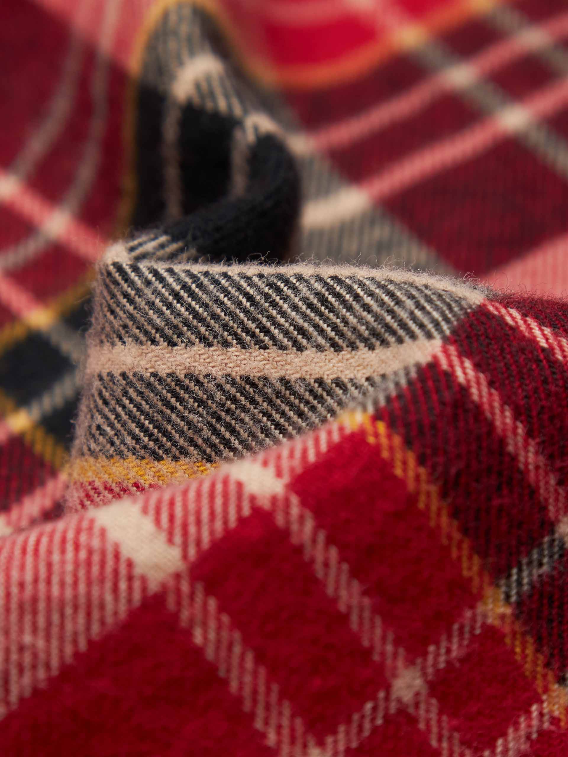 MO&Co. Women's Crystal Detail Plaid Shirt with Raw Edge
