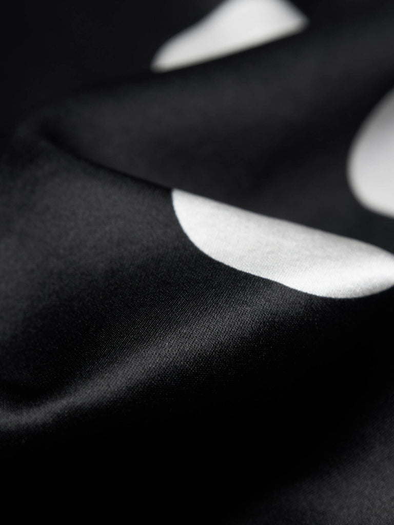 MO&Co. Women's Silk Blend Pleated Cami Dress in Black and White Polka Dot