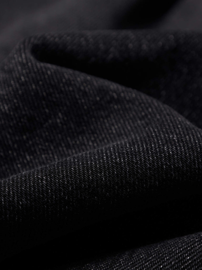MO&Co. Women's Raw Hem Slit Detail Denim Overall Skirt Dress in Black