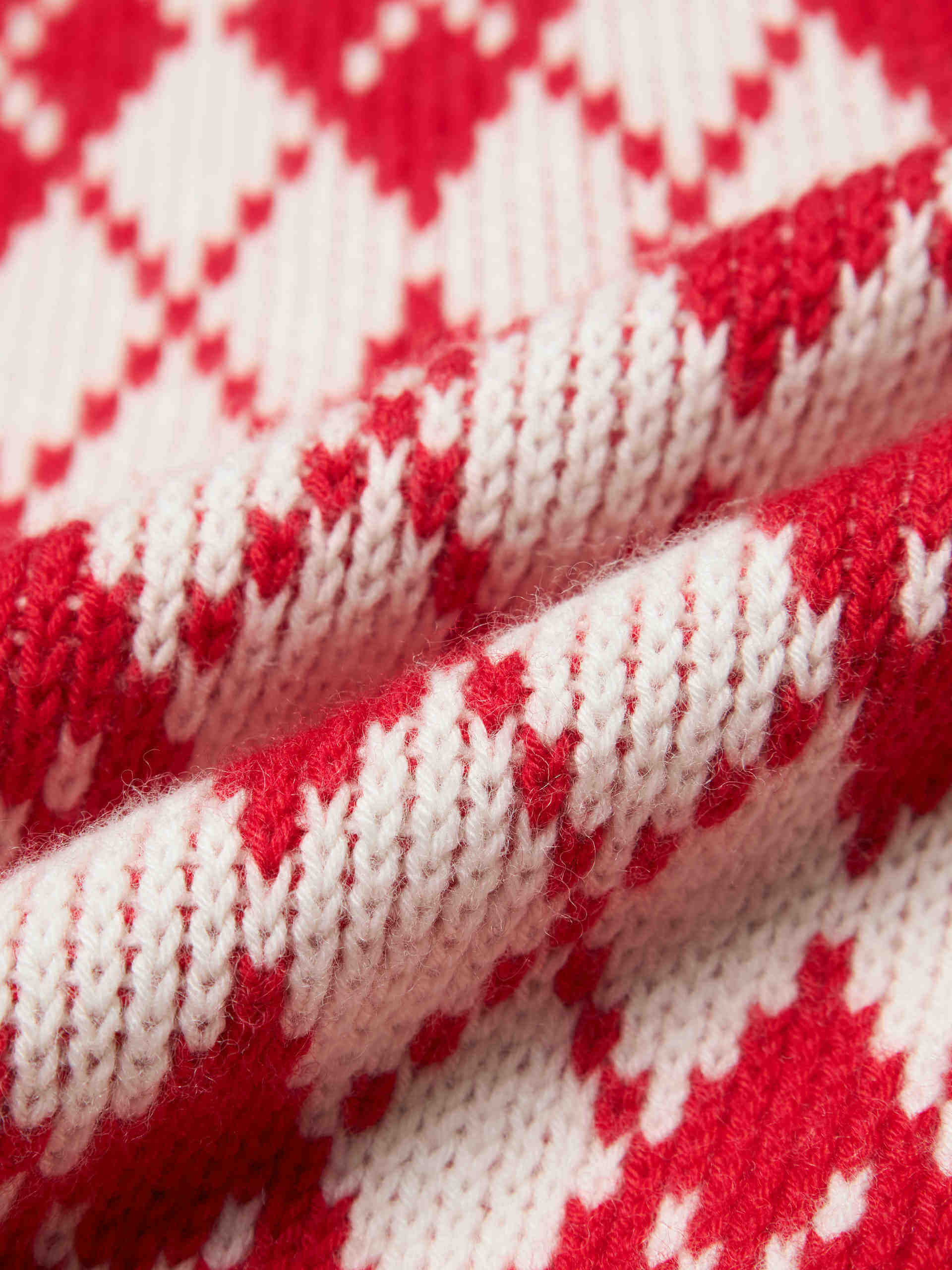 MO&Co. Women's Wool Blend V-neck Argyle Checkered Cropped Knit Sweater Vest Plaid in Red and White