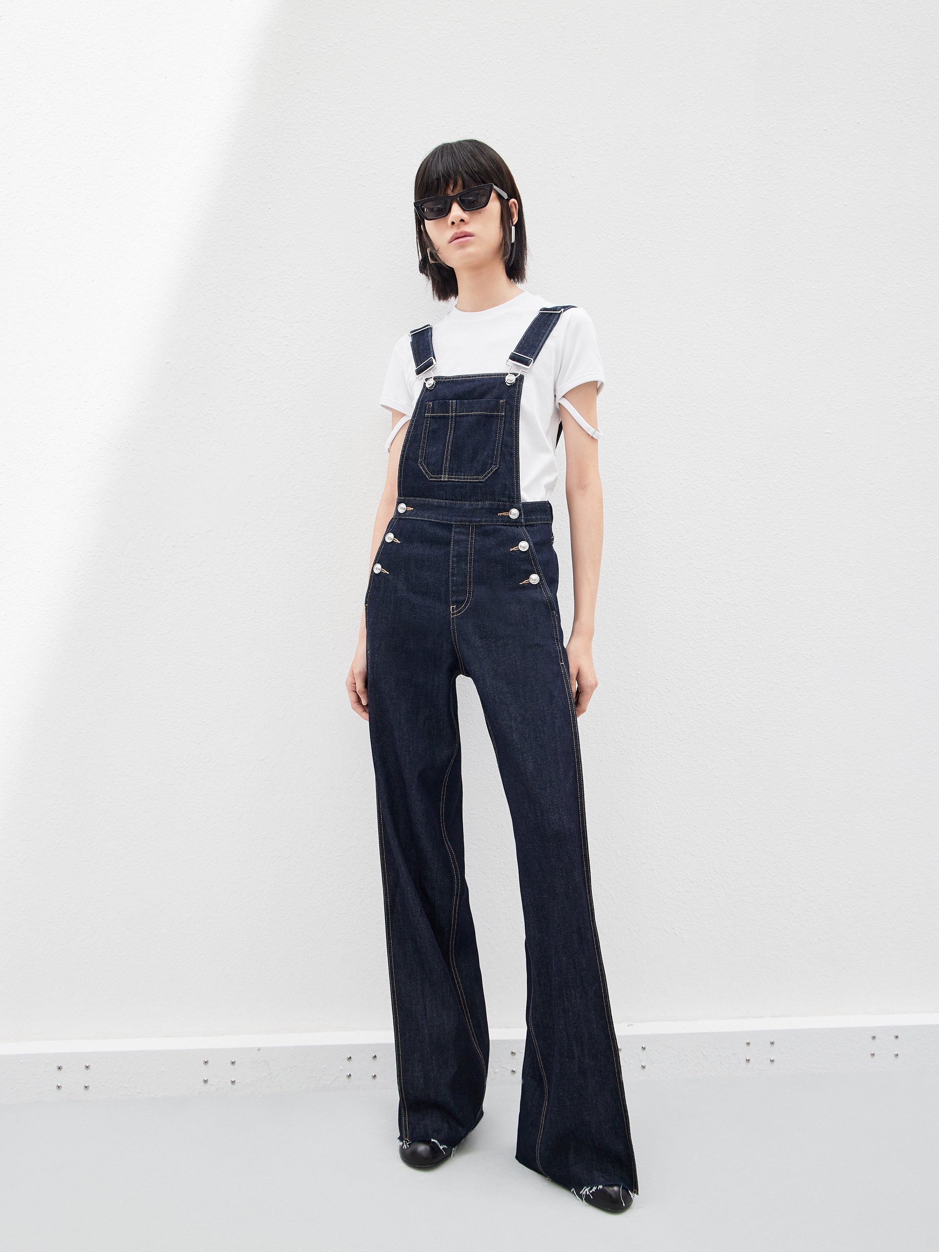 Blue Cotton Denim Overalls Jumpsuit