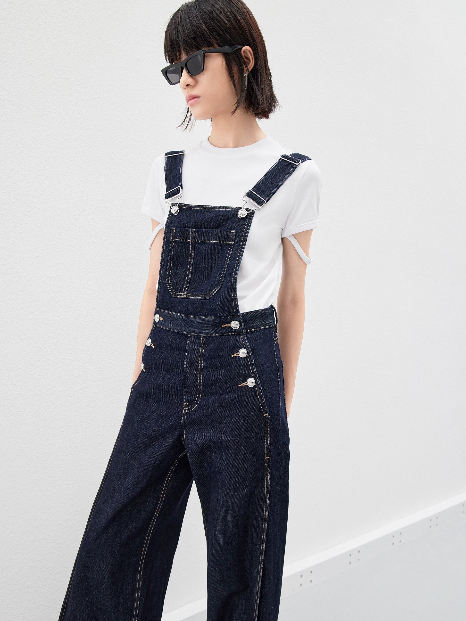 Blue Cotton Denim Overalls Jumpsuit