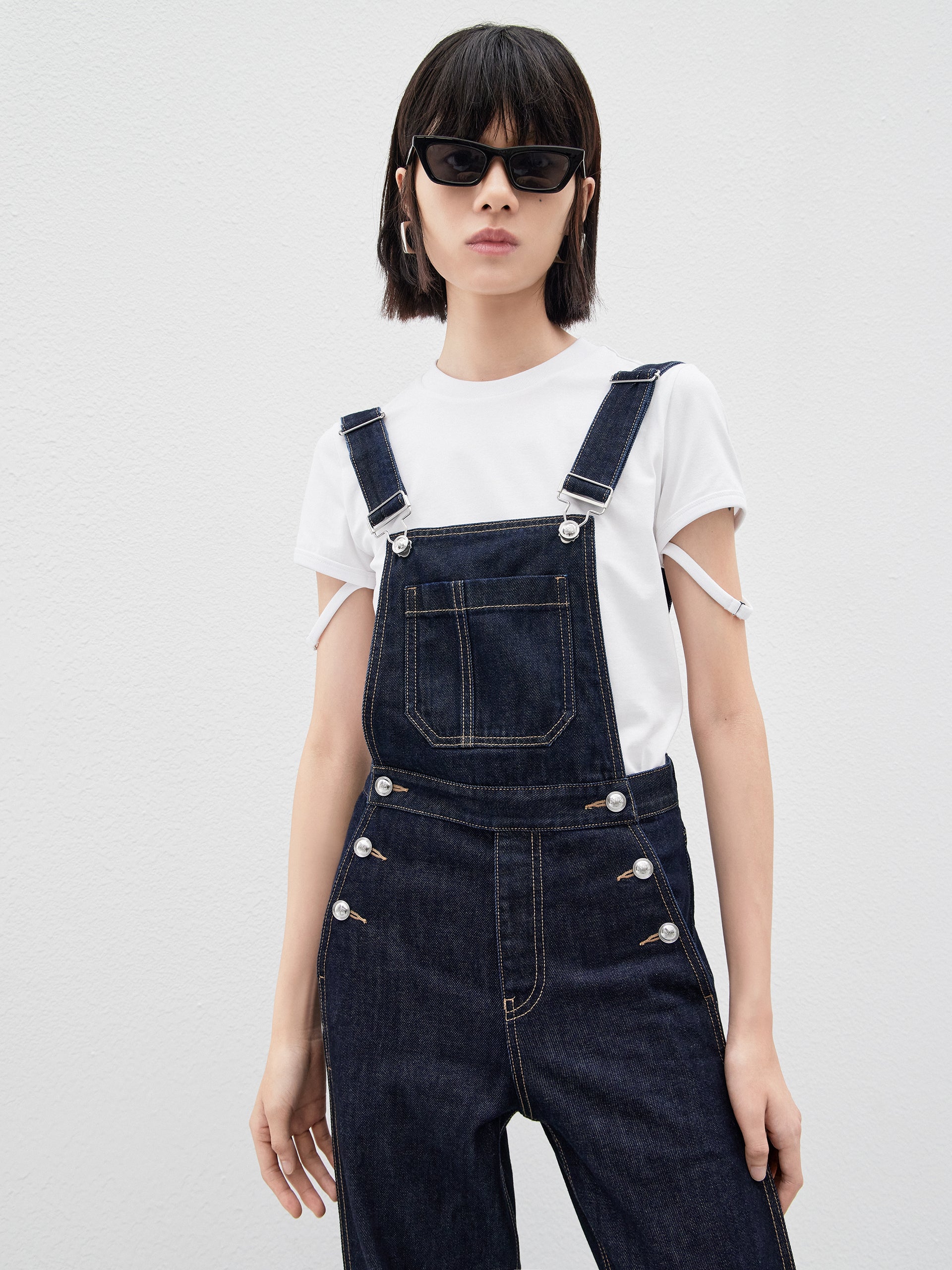 Blue Cotton Denim Overalls Jumpsuit