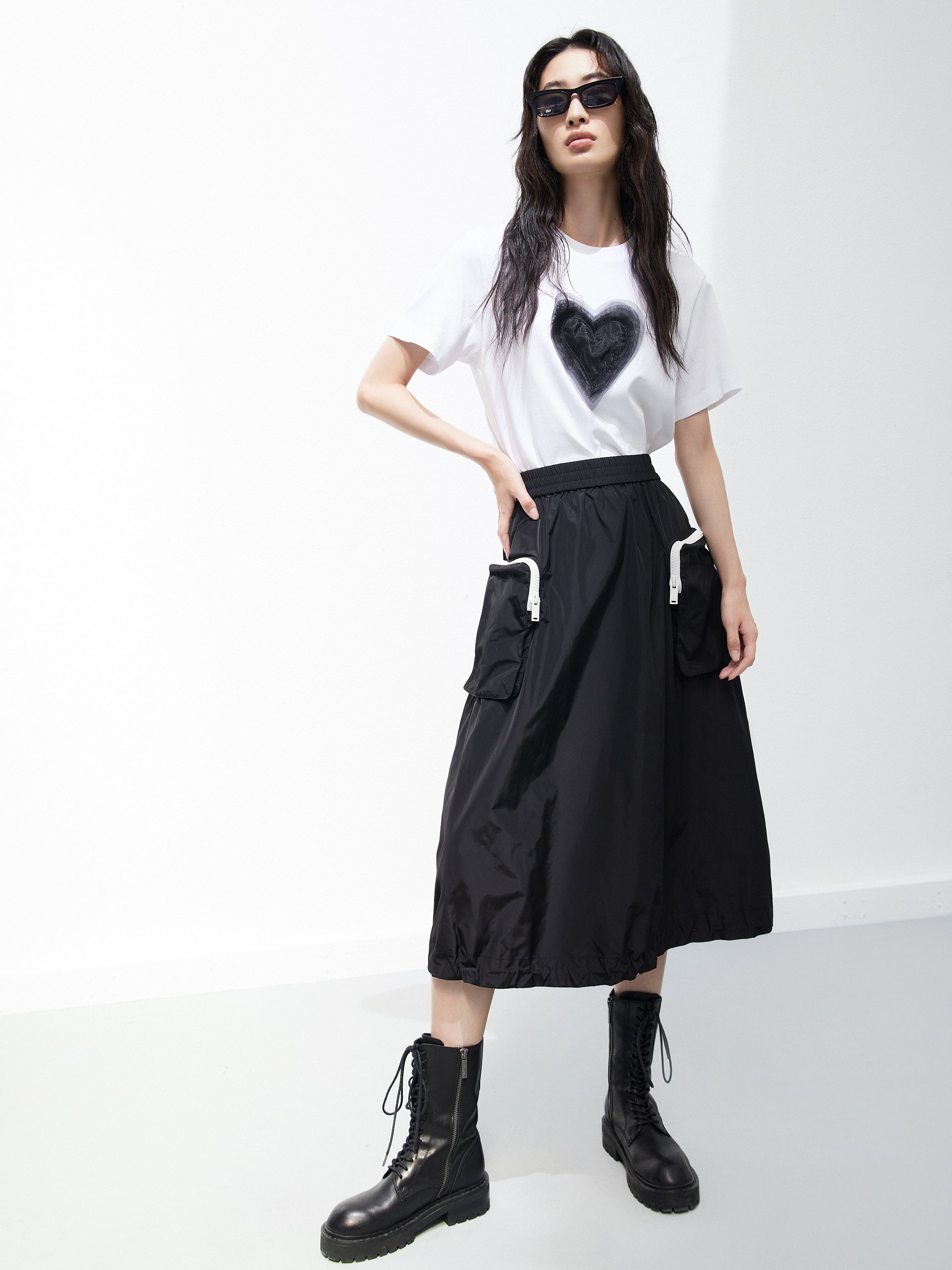 Drawstring Gorpcore Cargo Pockets Black Skirt