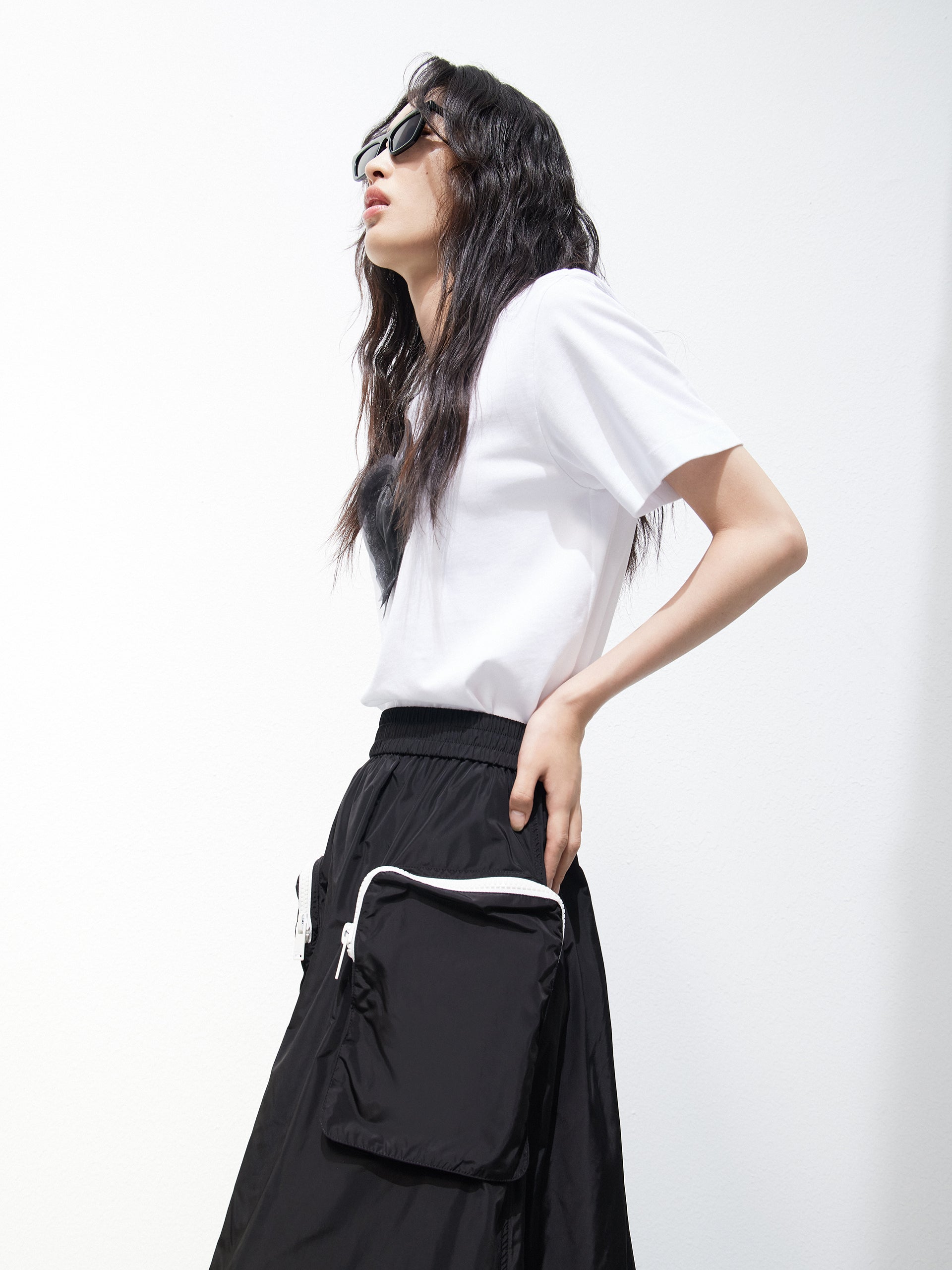 Drawstring Gorpcore Cargo Pockets Black Skirt