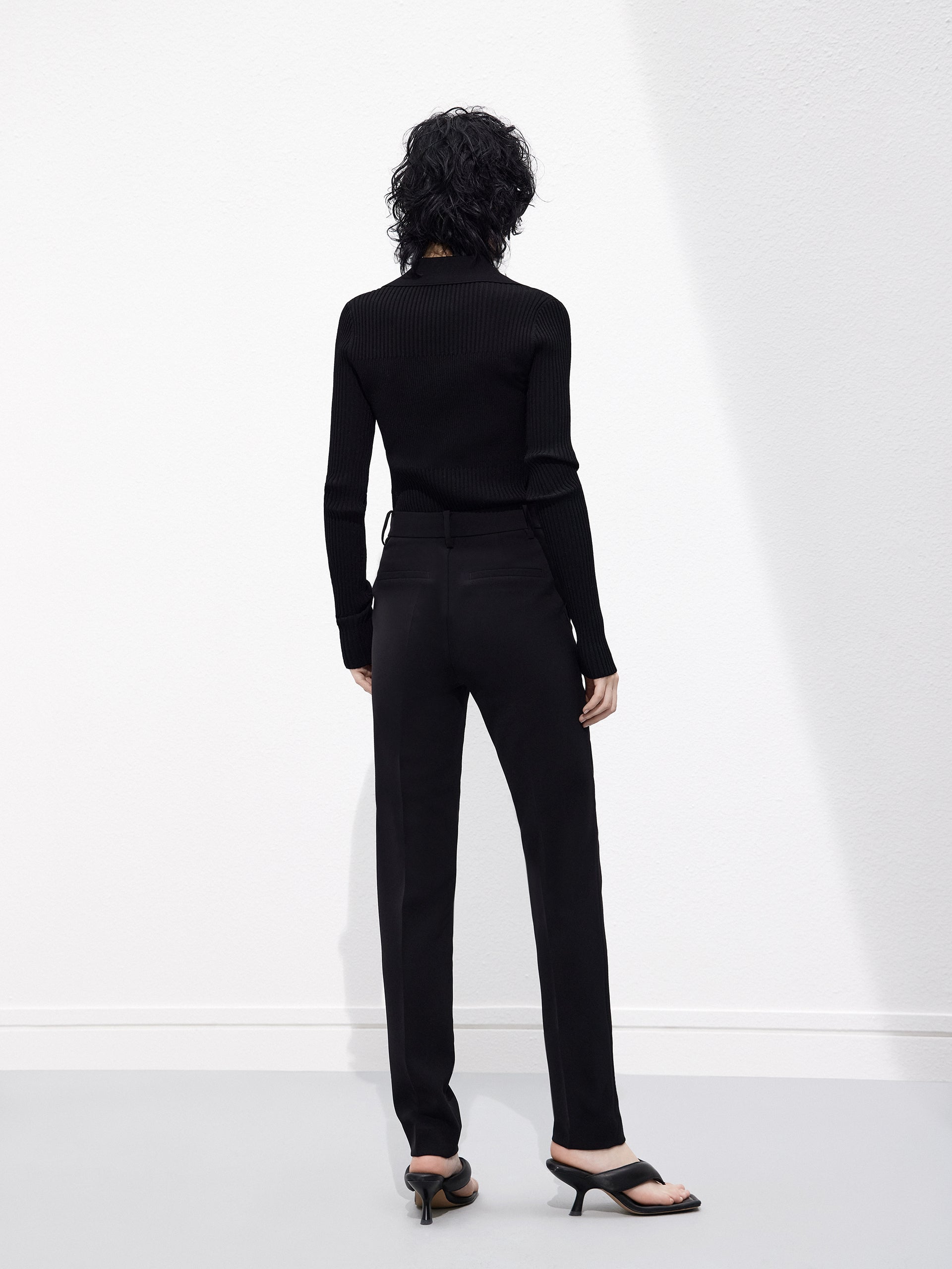 Straight Leg Tailored Trousers Black Pants