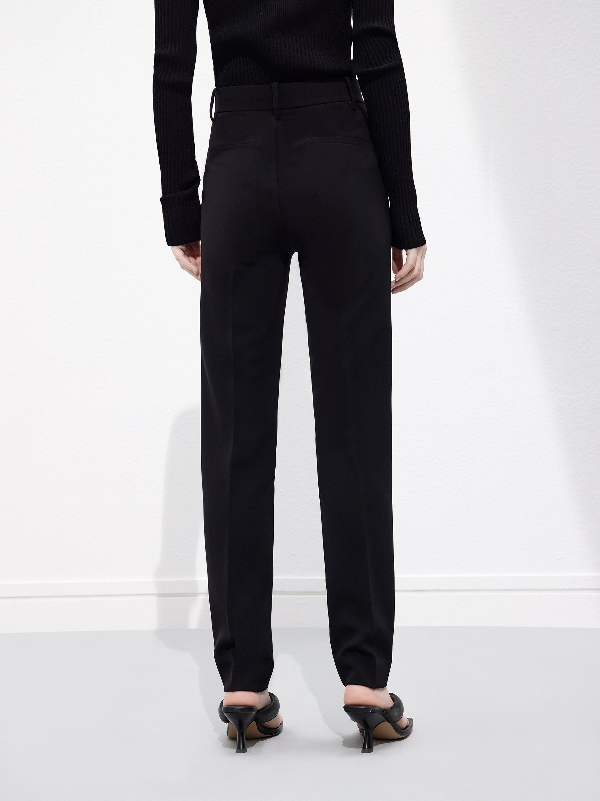 Straight Leg Tailored Trousers Black Pants