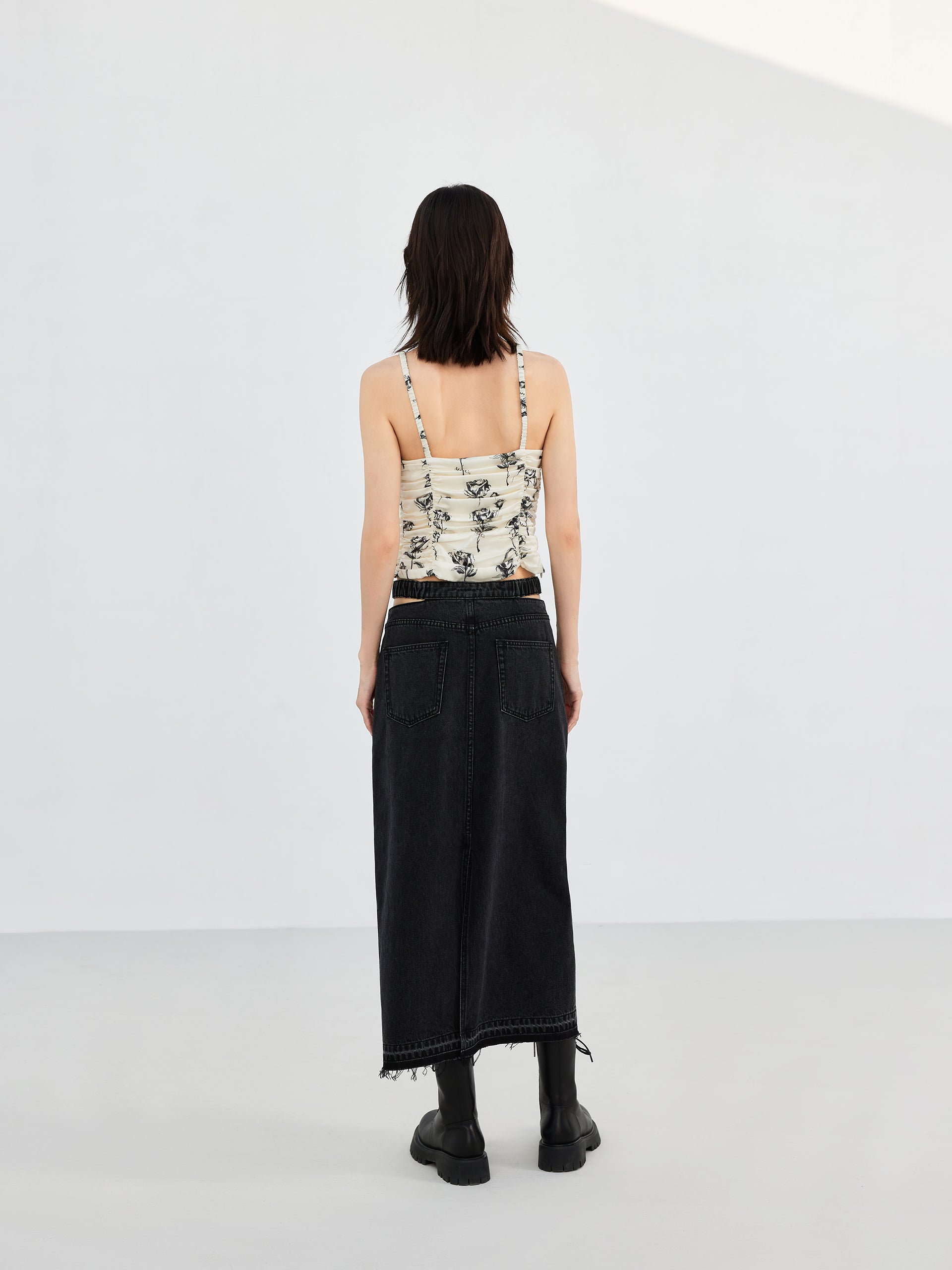 Draped Details Silk-blend Floral Print Cami Top