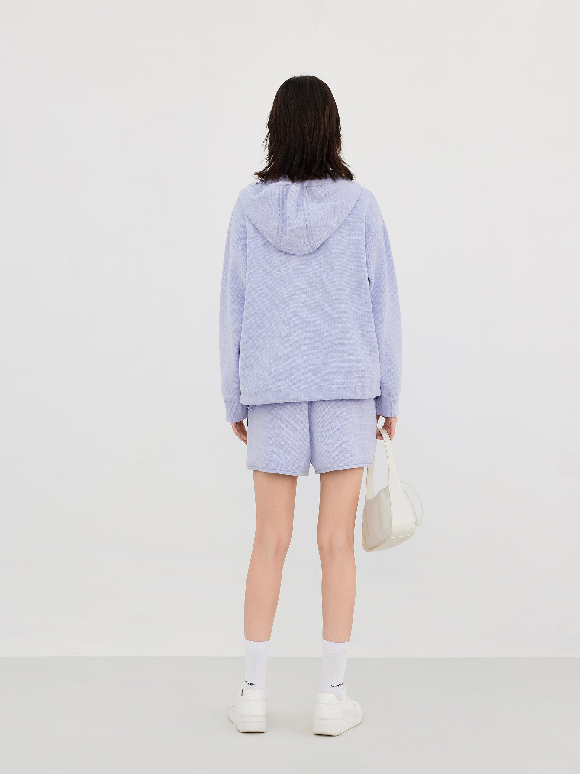 Purple Drop Shoulder Hooded Athleisure Sweatshirt