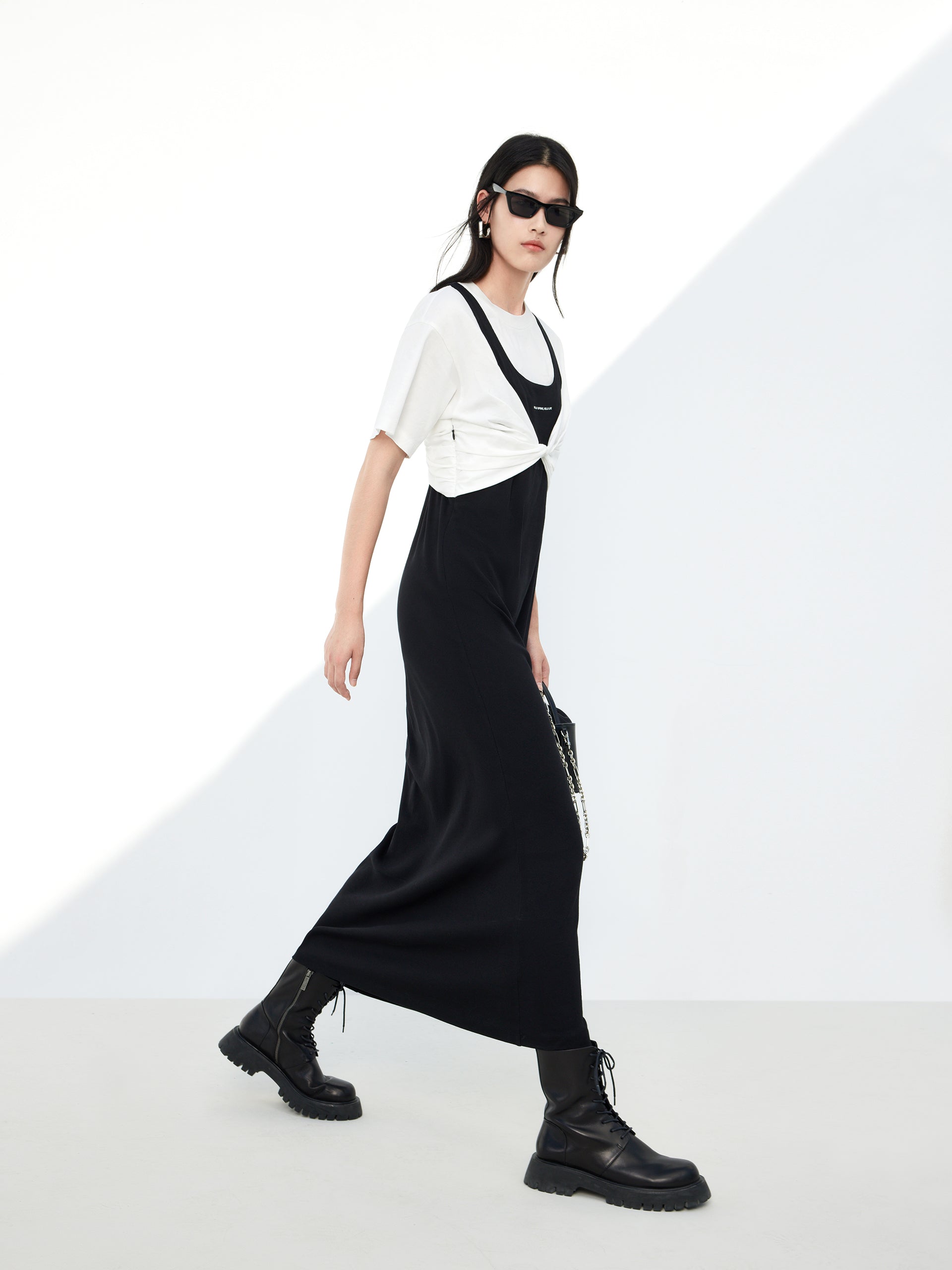 Contrasting Causal Maxi Dress