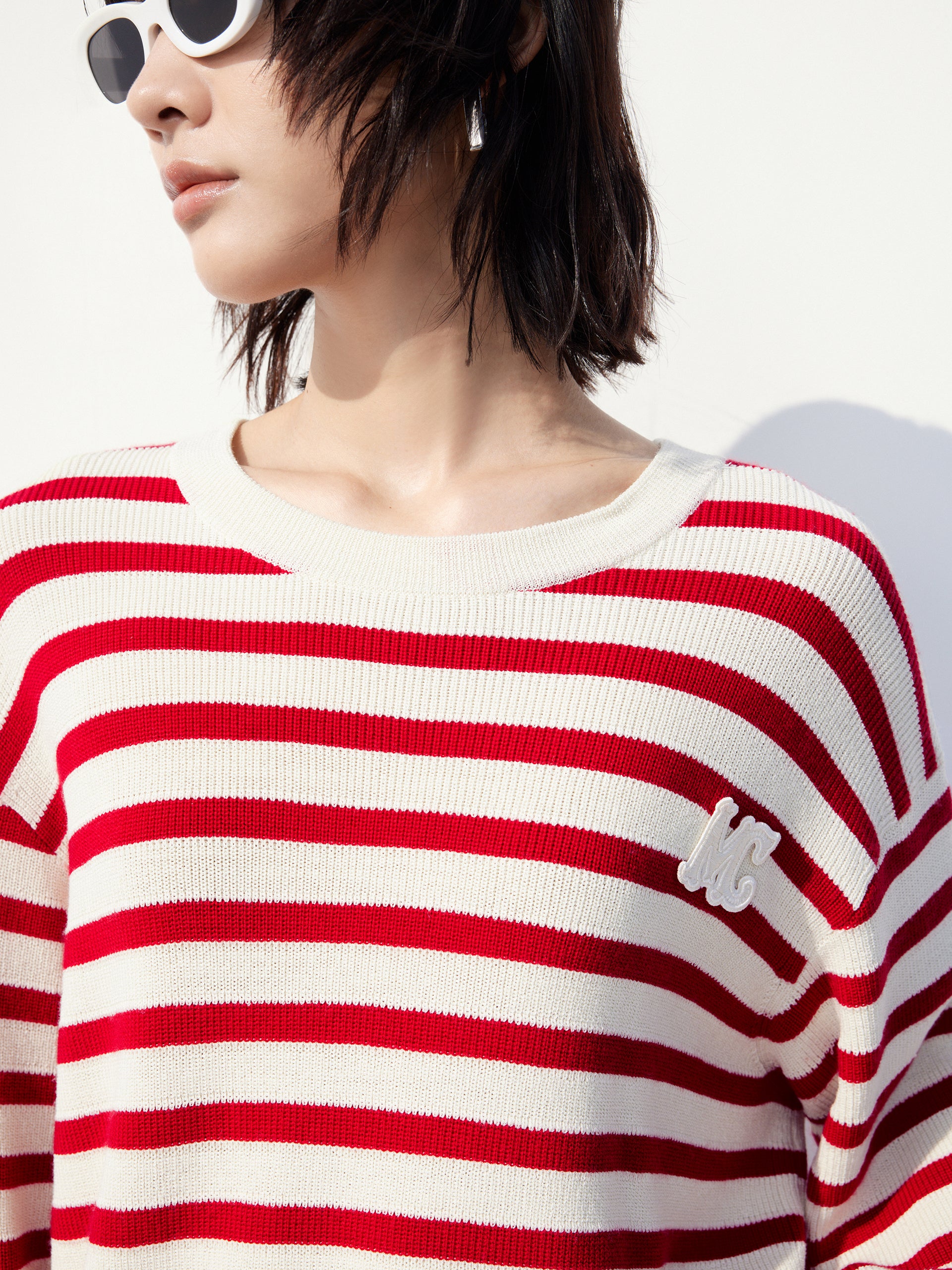 Wool Blend Oversize Red Striped Causal Sweater