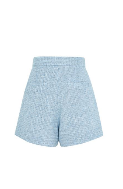 MO&Co.Women Tweed Metal Button Loose Chic Blue Summer Shorts For Women