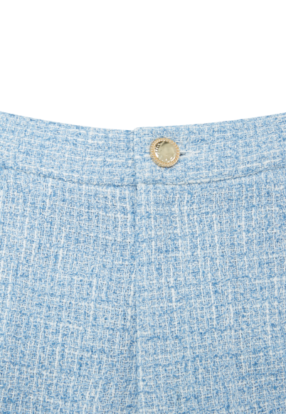 MO&Co.Women Tweed Metal Button Loose Chic Blue Summer Shorts For Women