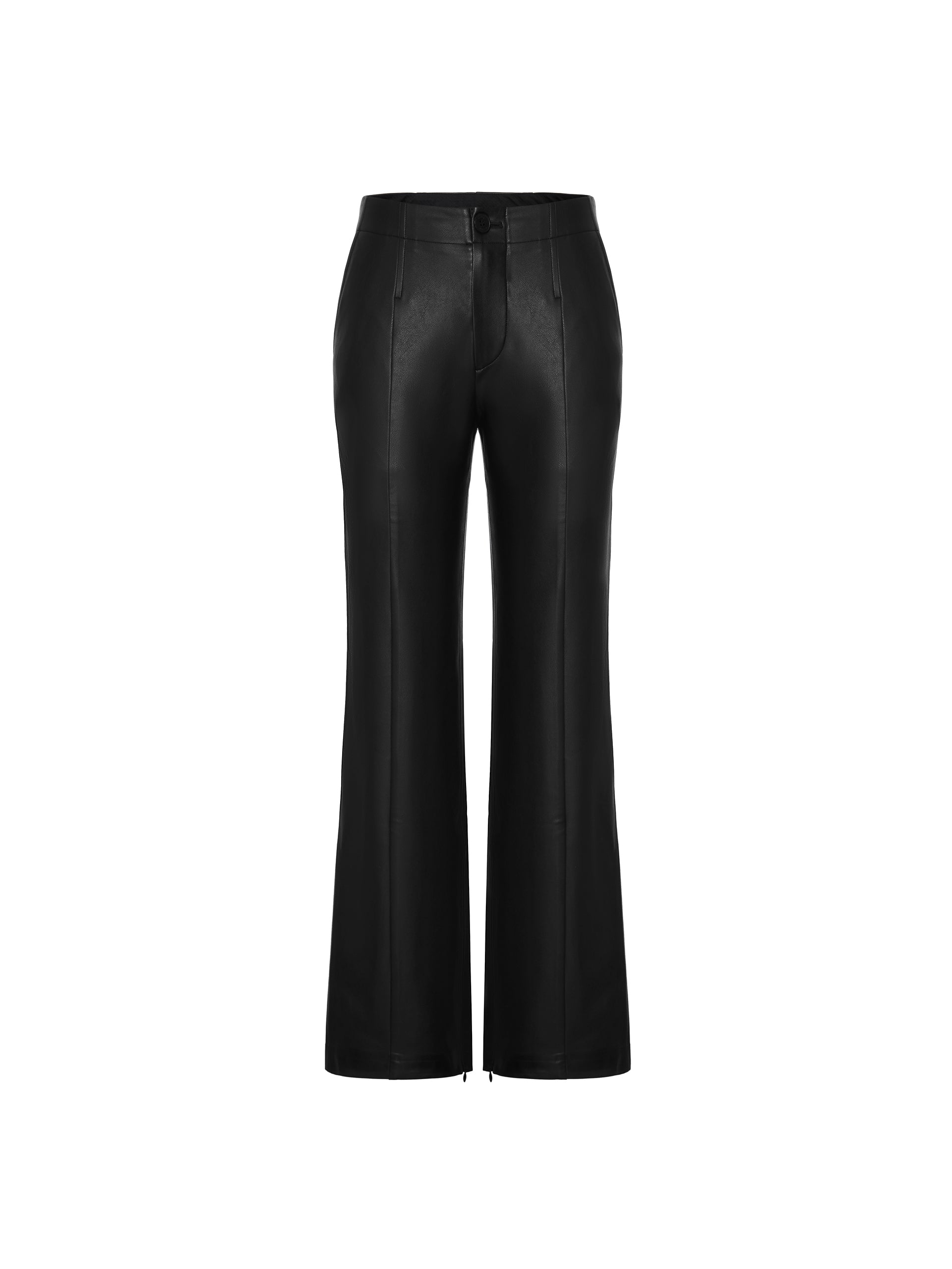 Straight Faux Leather Black Pants