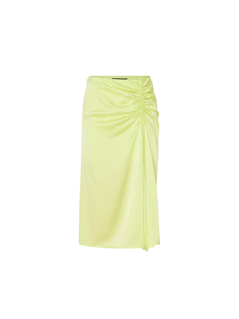 Women's Slit Draped Triacetate Blend Midi Skirt in Yellow