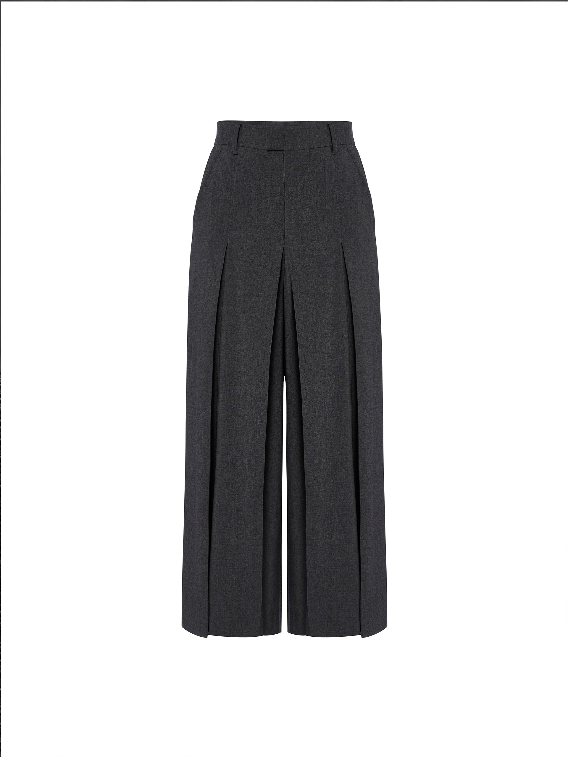 Exaggerated Wide Leg Pleated Culottes in Grey