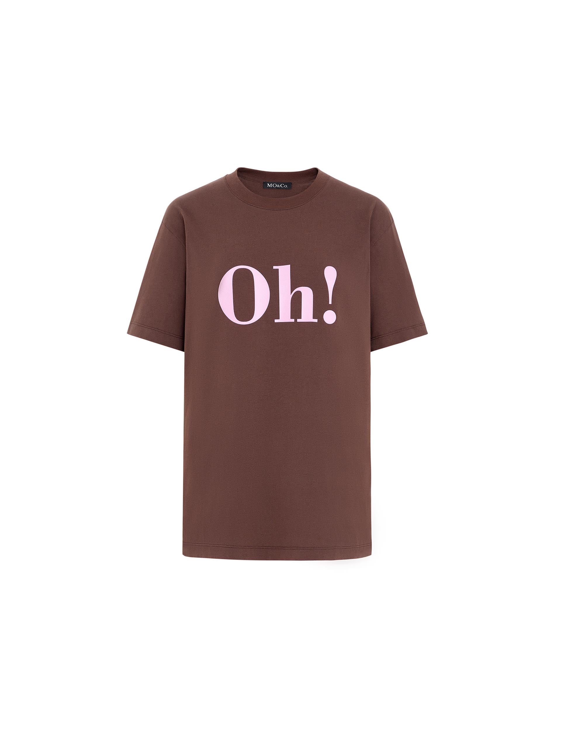 MO&Co. Women's Relaxed Letter Print Round Neck T-shirt in Brown