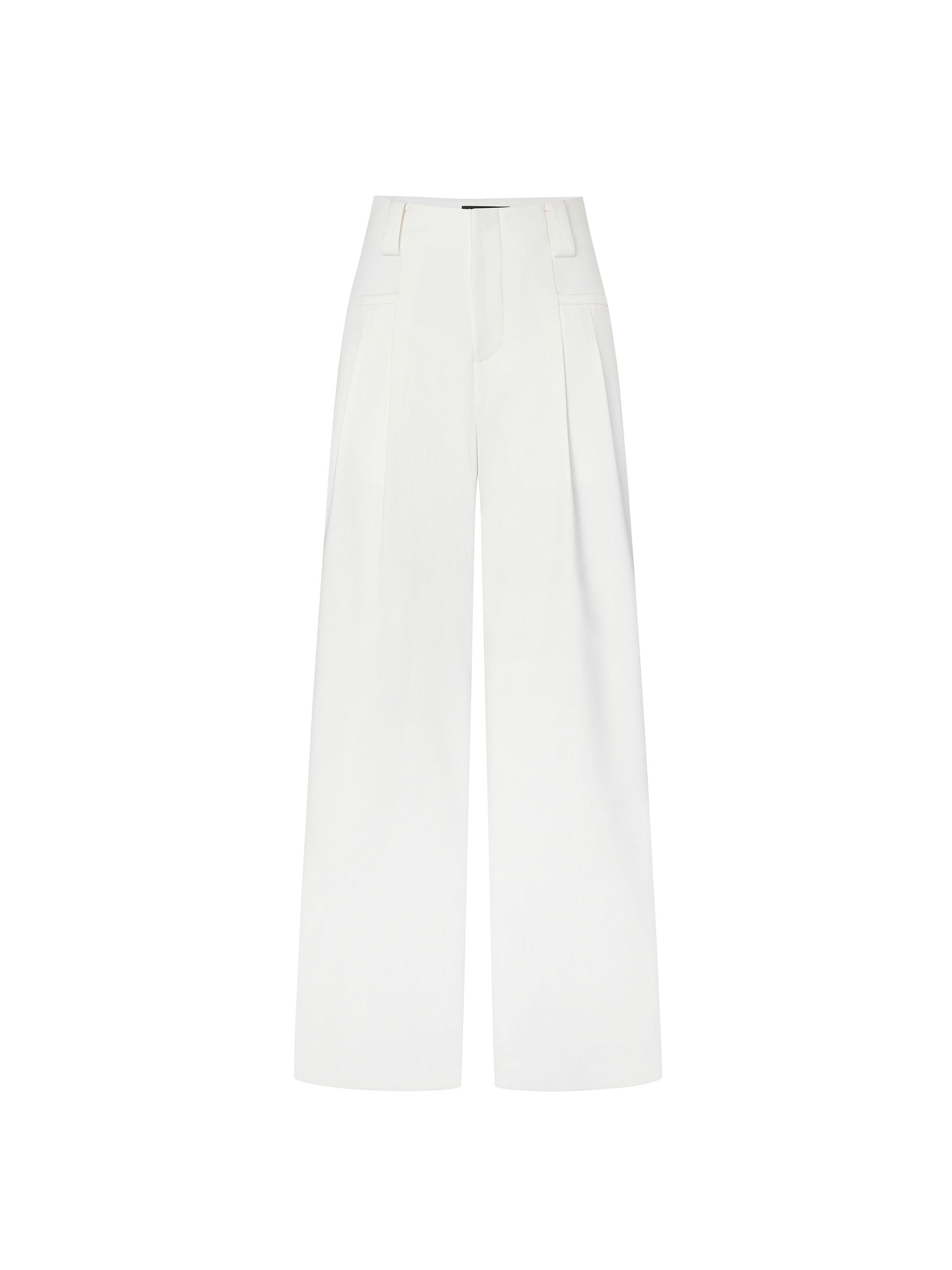 MO&Co. Women's Mid-rise Pleated Suit Pants in White. Cut with a wide, straight leg and pleats on the front, these chic pants have a zipper and hook closure, plus belt loops for an extra polished look.