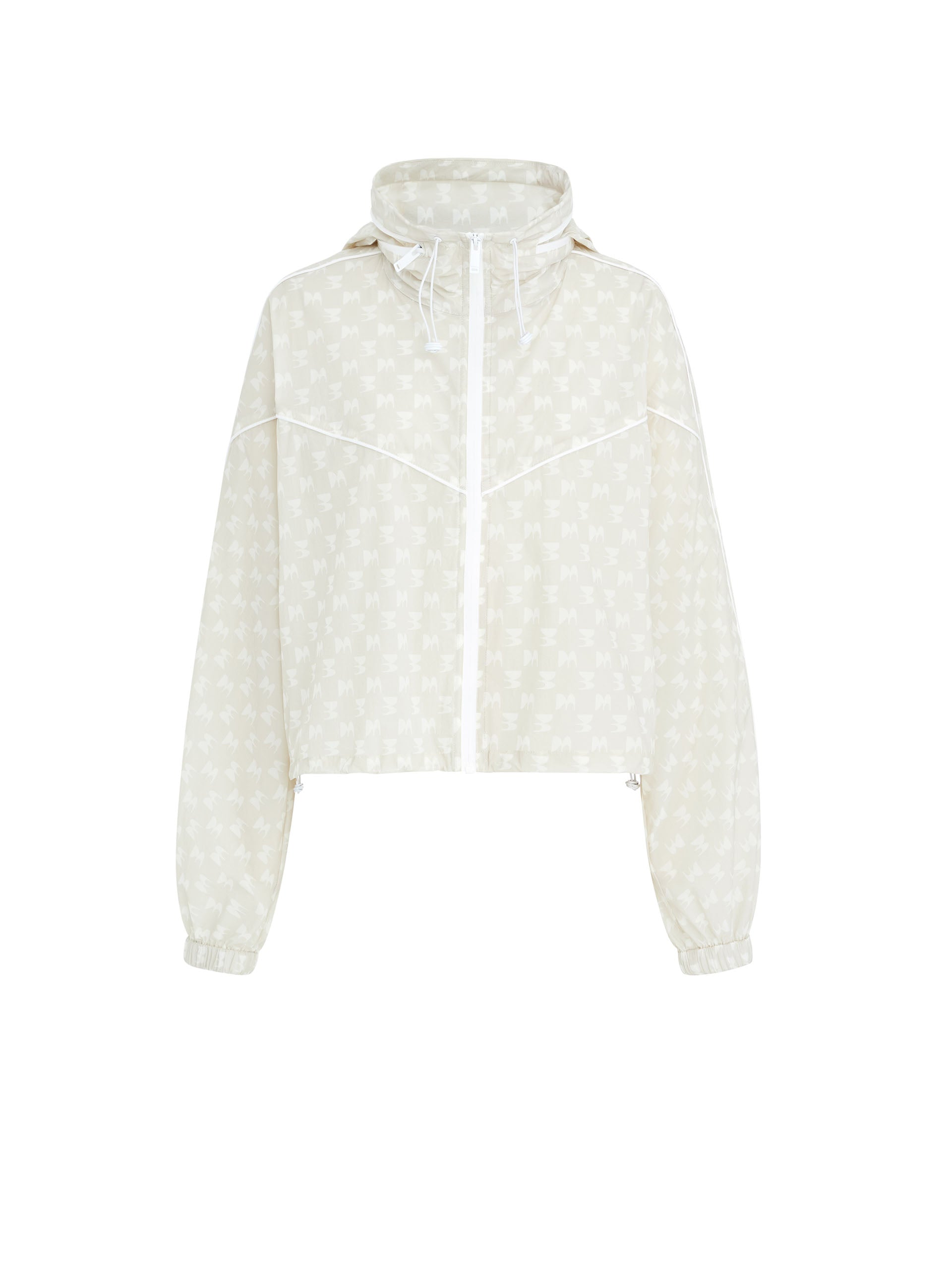 MO&Co. Women's Monogram Printed Sheer Sun Protection Lightweight Hoodie Jacket in Beige