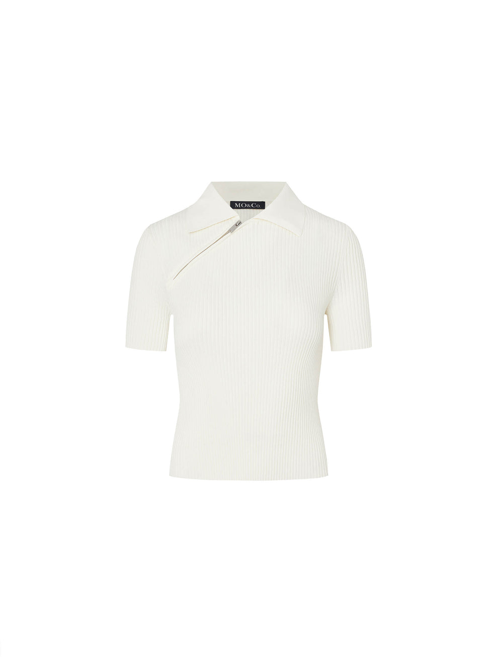 MO&Co. Women's Slanted Placket Rib Top