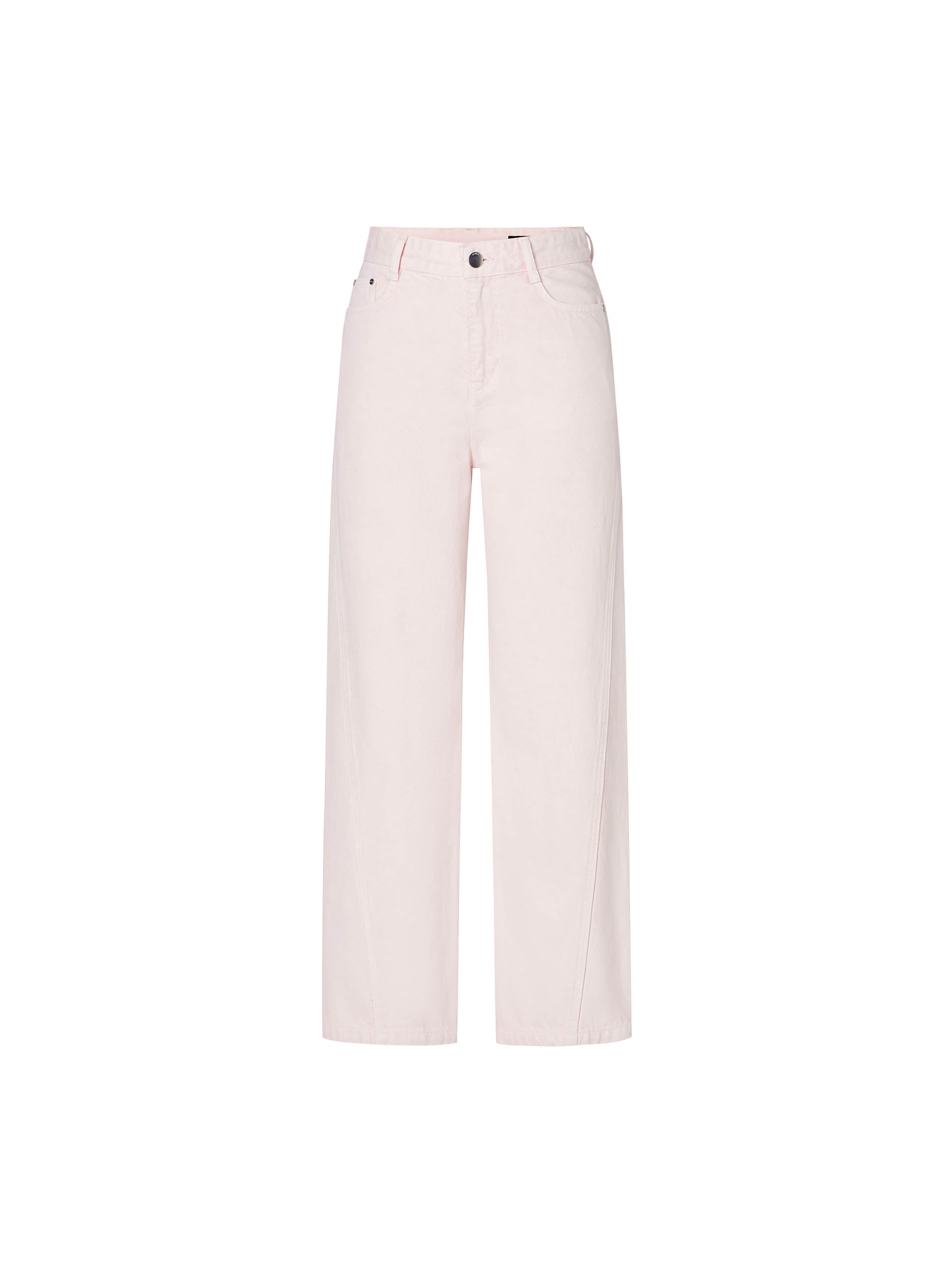 Women's Slanted Seam Details Mid-rise Straight Jeans in Pink