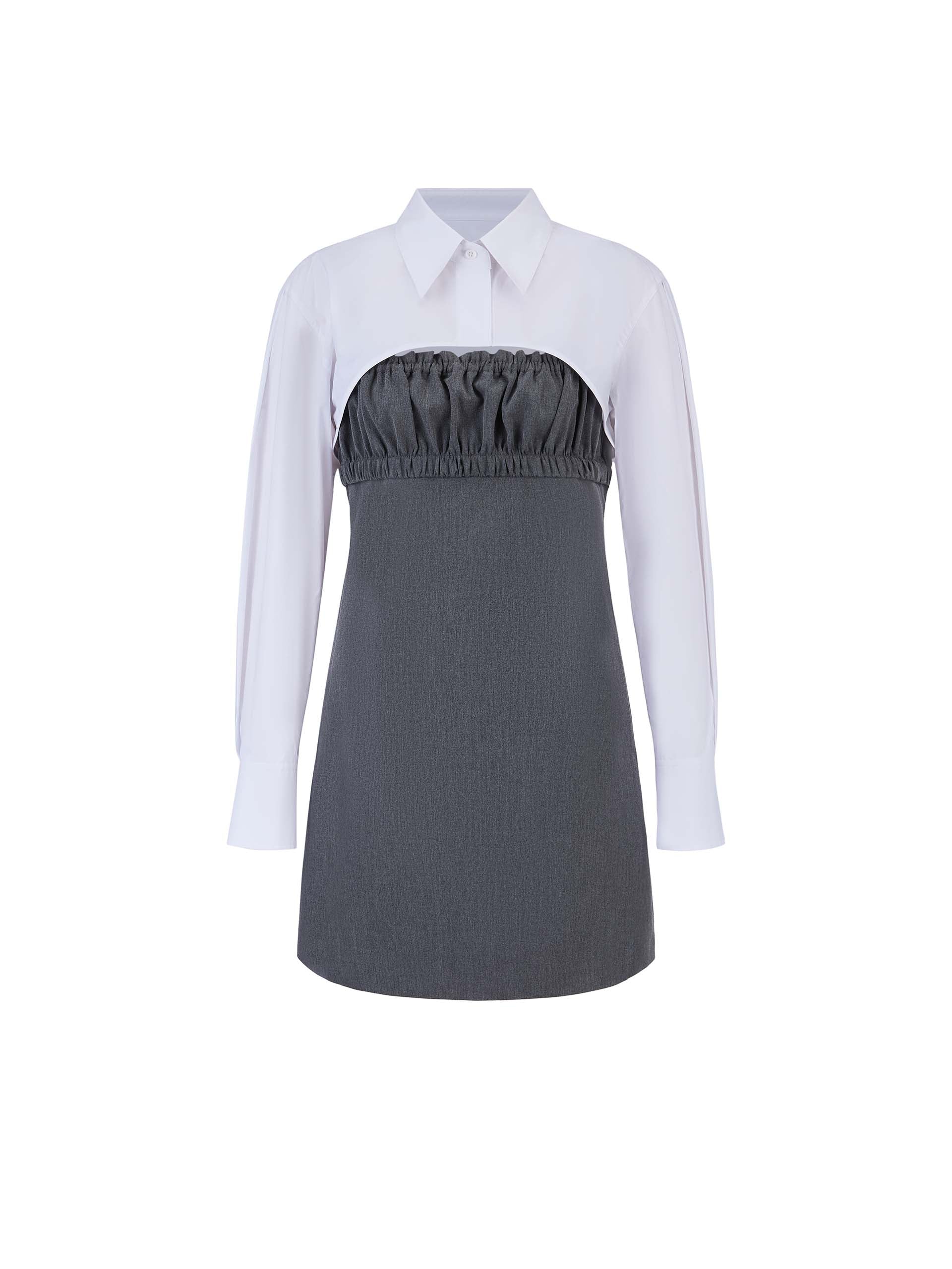 MO&Co. Women's Contrasting Shirt Mini Dress Set Two-piece in Grey