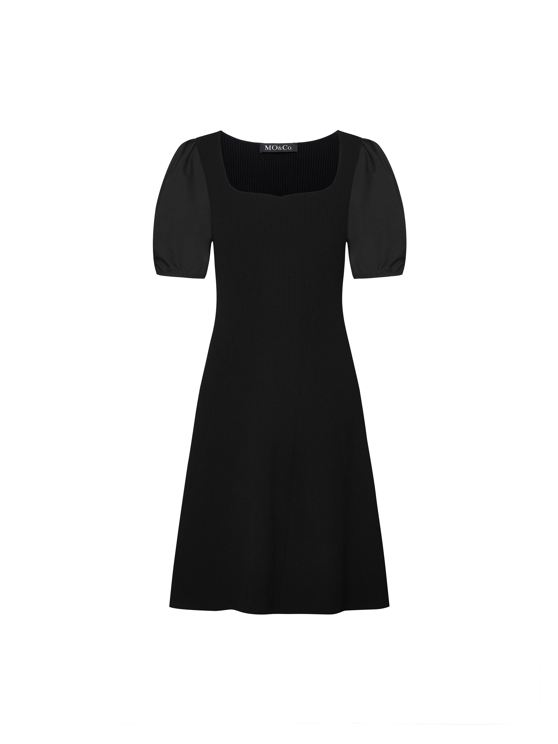 Puff Sleeve A-line Black Mini Dress