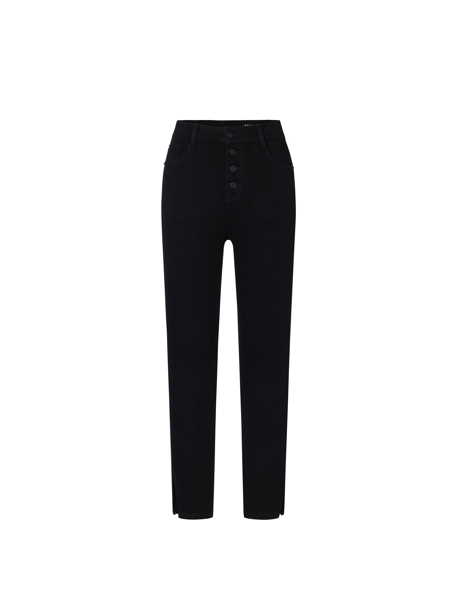 Slit High Rise Jeans in Black Skinny Jeans