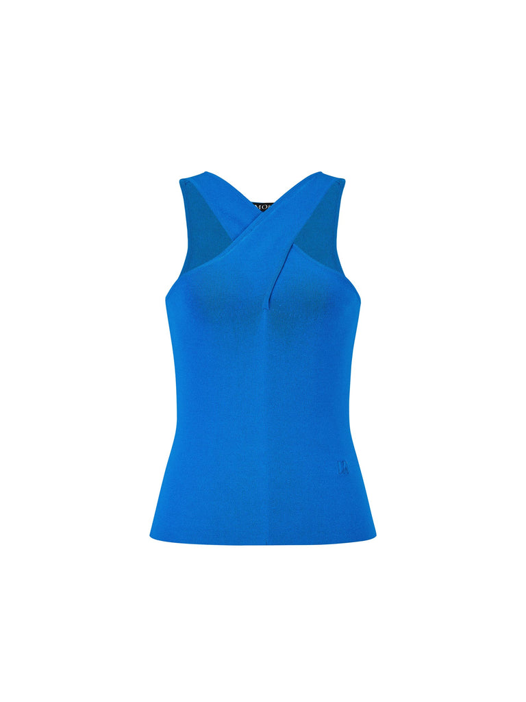 MO&Co. Women's Crossover Tank Top in Blue