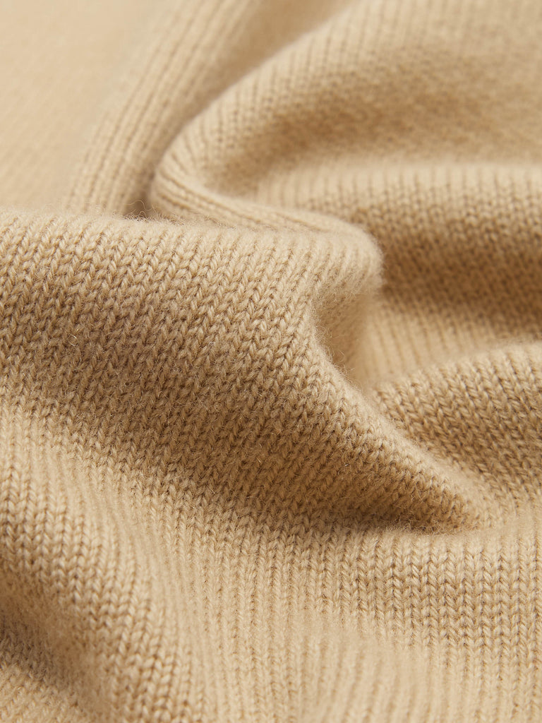 Heart Pattern Wool Cashmere Blend Knit Cardigan in Camel