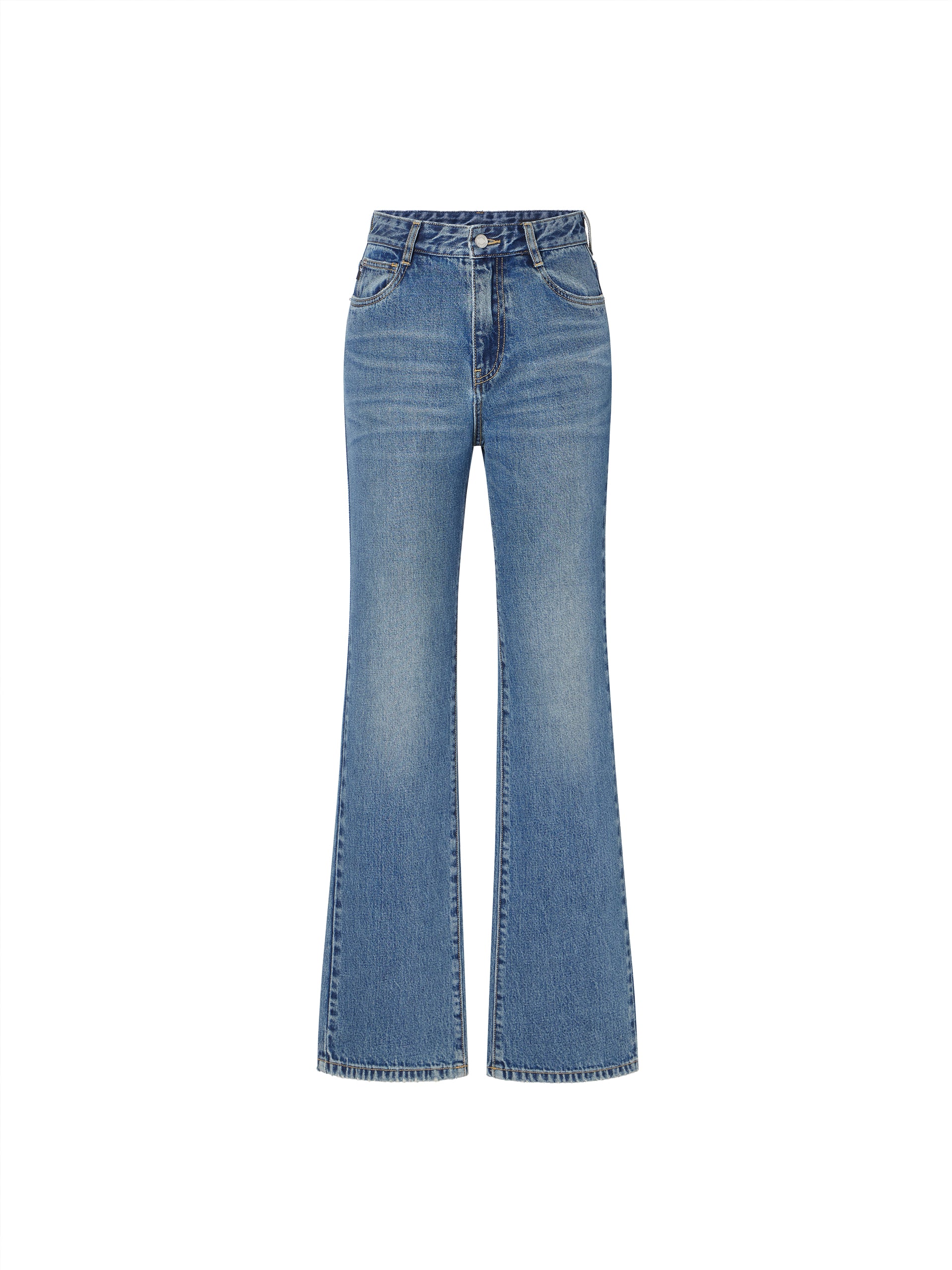 Straight Leg Full Length Indigo Denim Jeans