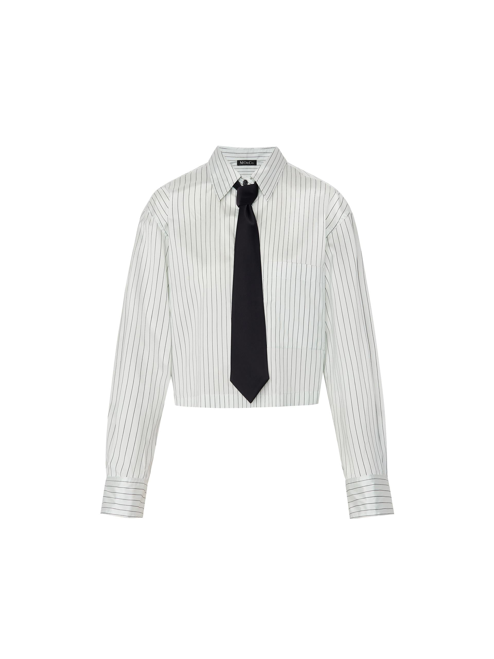 Women's Silk Blend Boxy Fit Striped Shirt in White