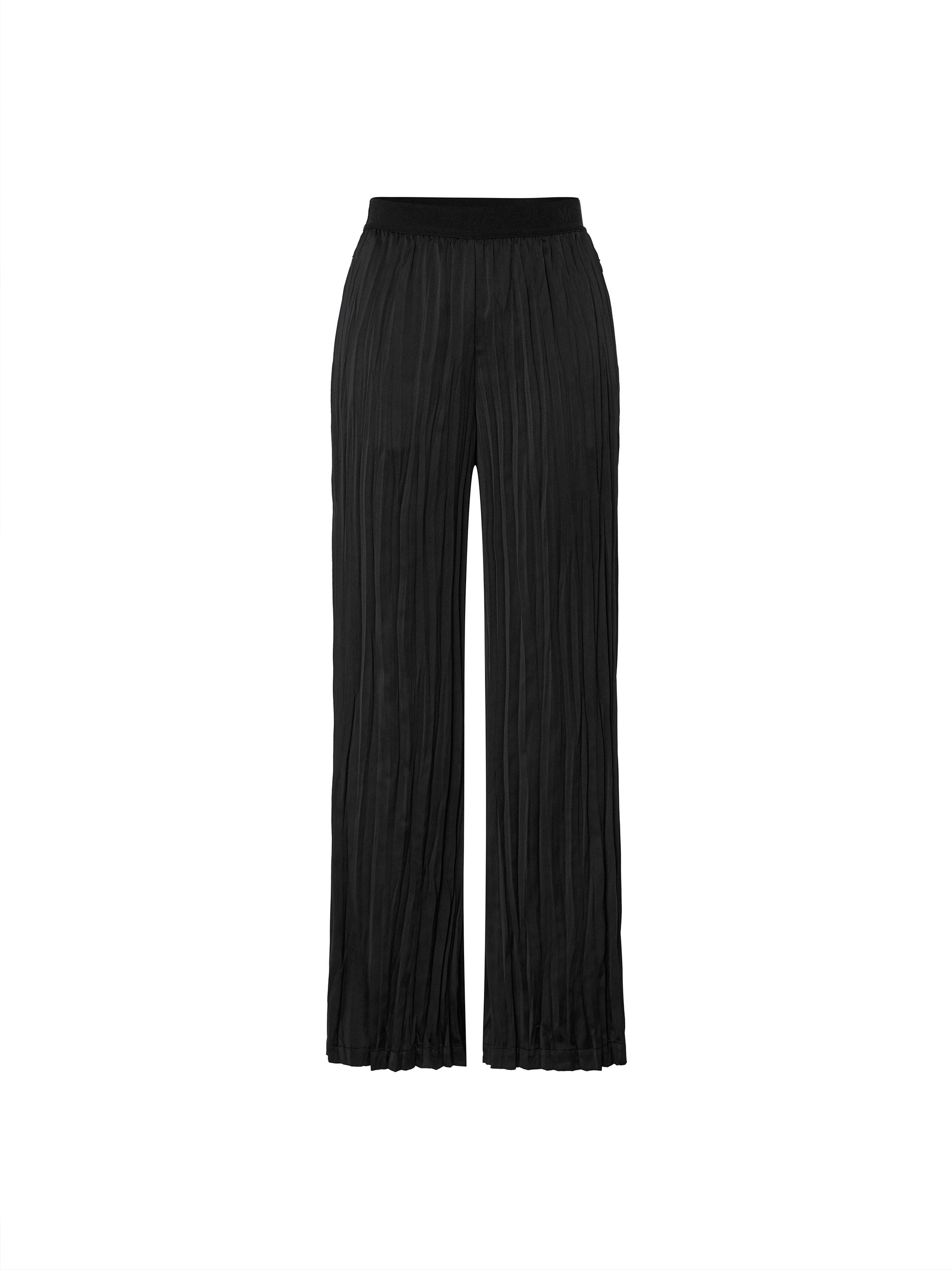 Pleated Textured Straight Black Pants