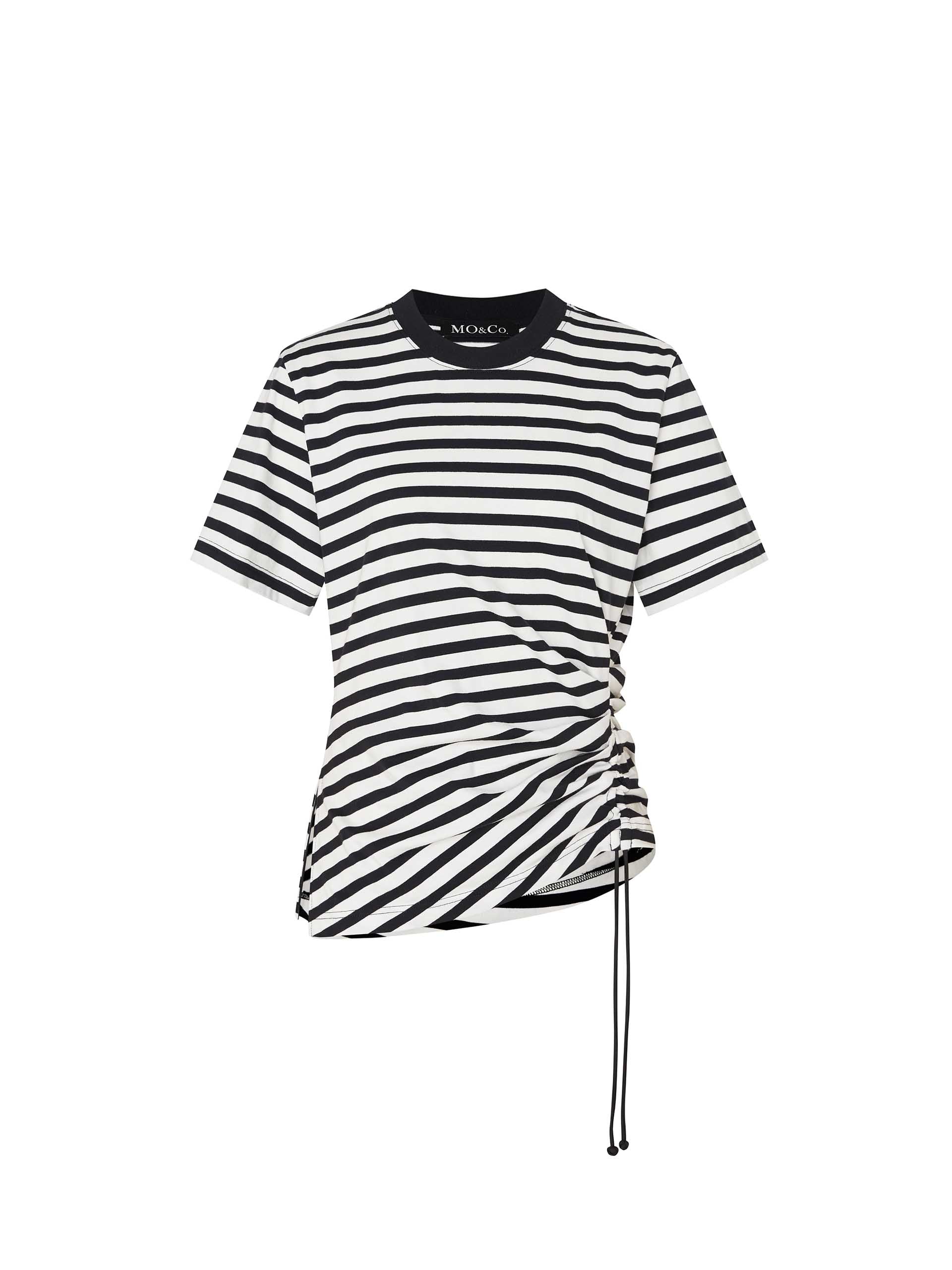 Striped Drawstring Detail Short Sleeves T-shirt