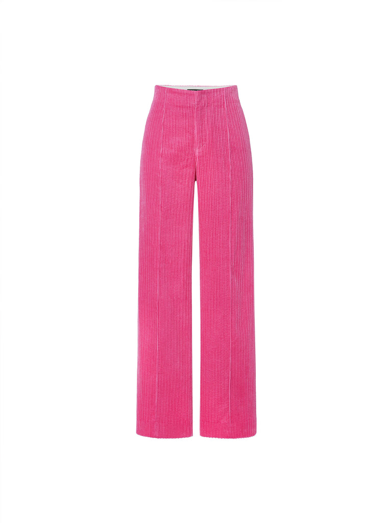 Pink Corduroy Wide-leg Straight Trousers