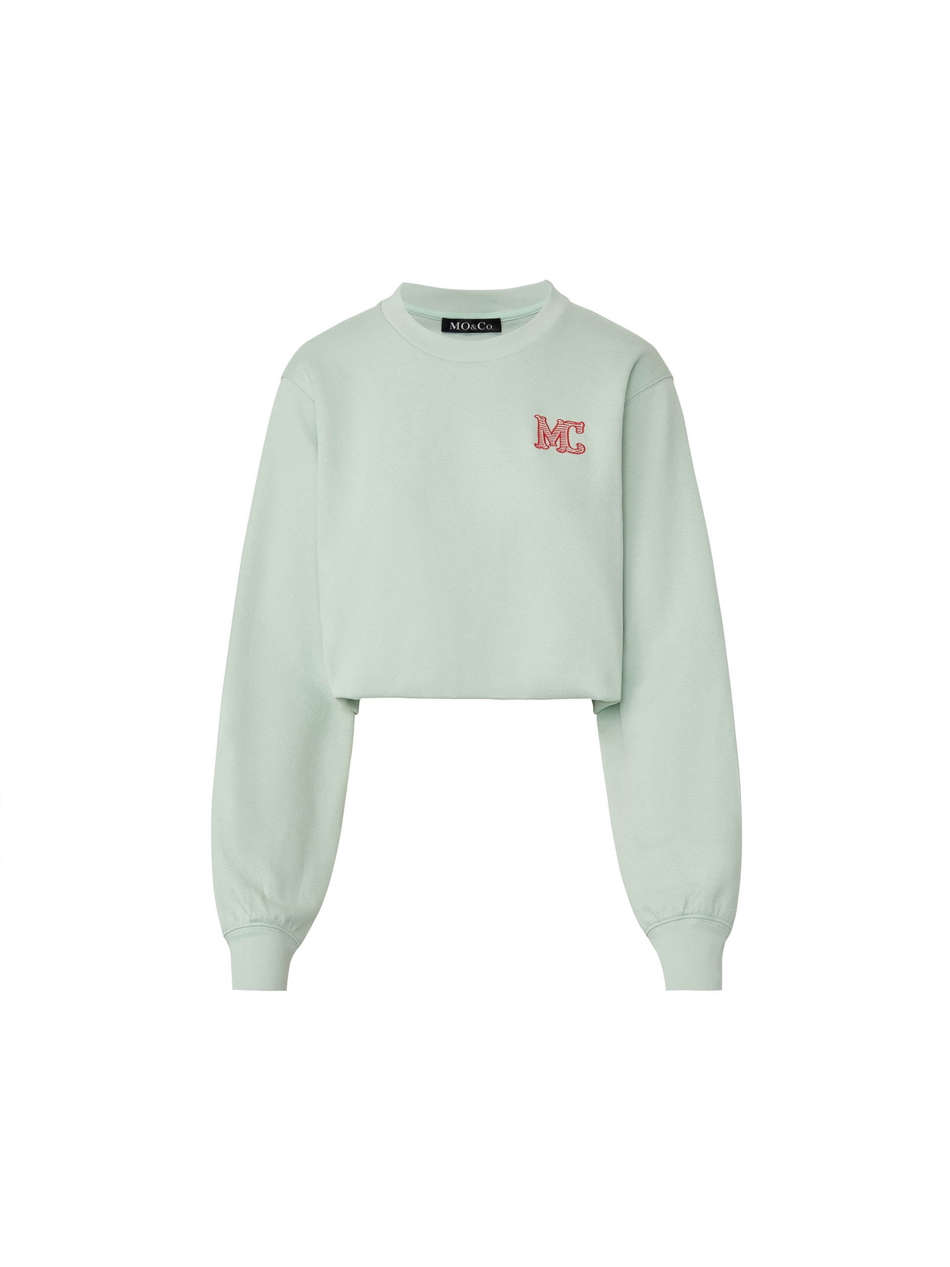 Women's Cotton Blend Cropped Sweatshirt in Mint