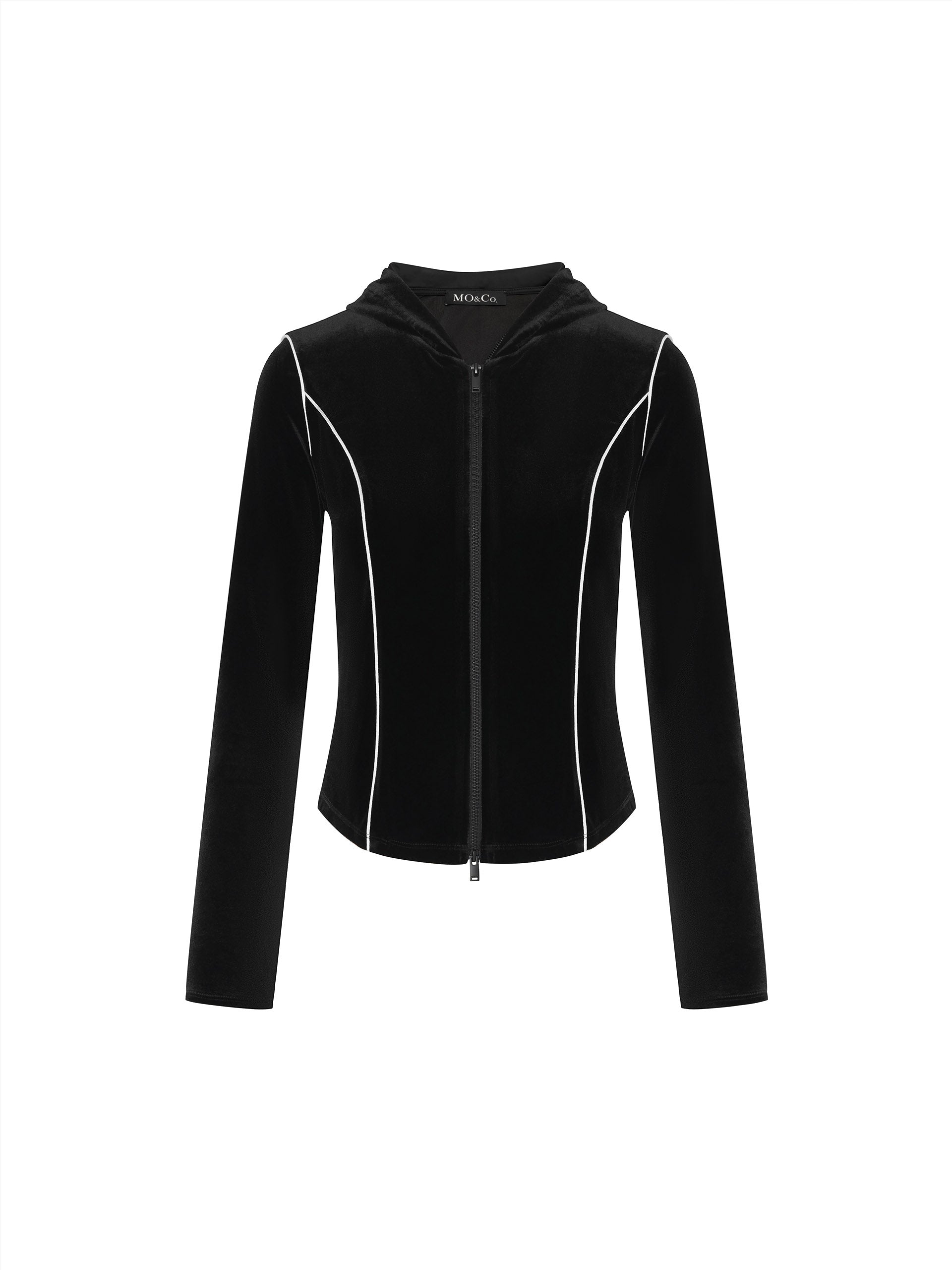 Contrast Trim Slim Fit Crop Hood Jacket