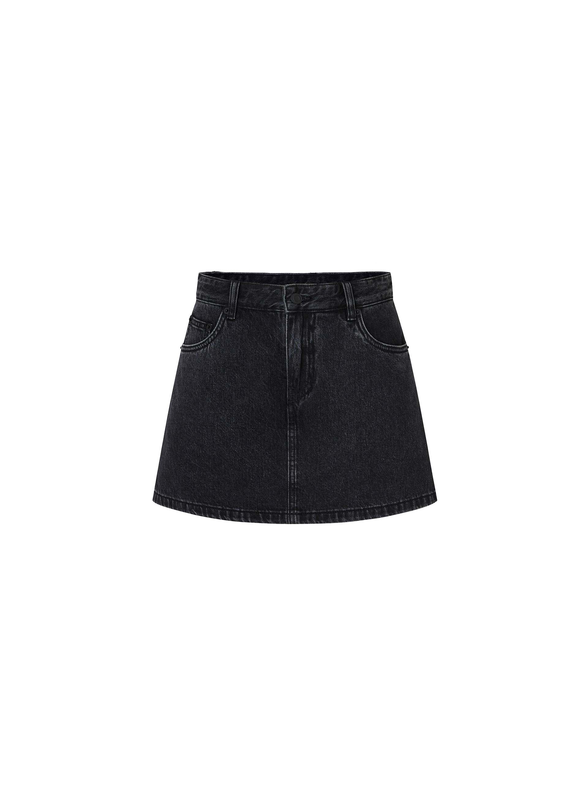 Women's Mini Black Denim Skort