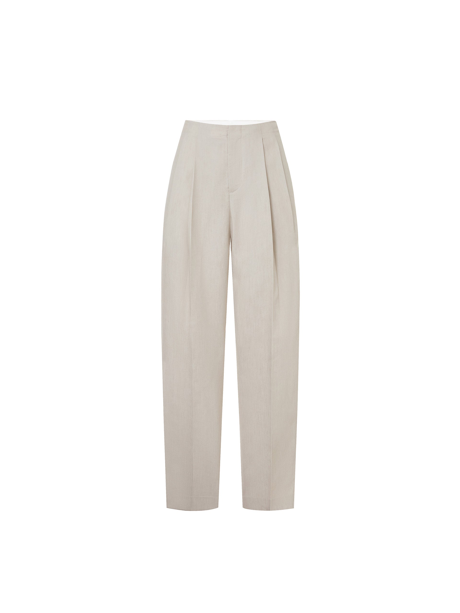 Women's Linen Blend High-rise Wide Leg Suit Pants in Beige