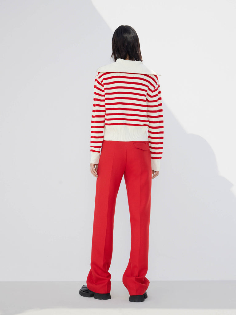 Straight Leg Tailored Trousers Suit Pants in Red