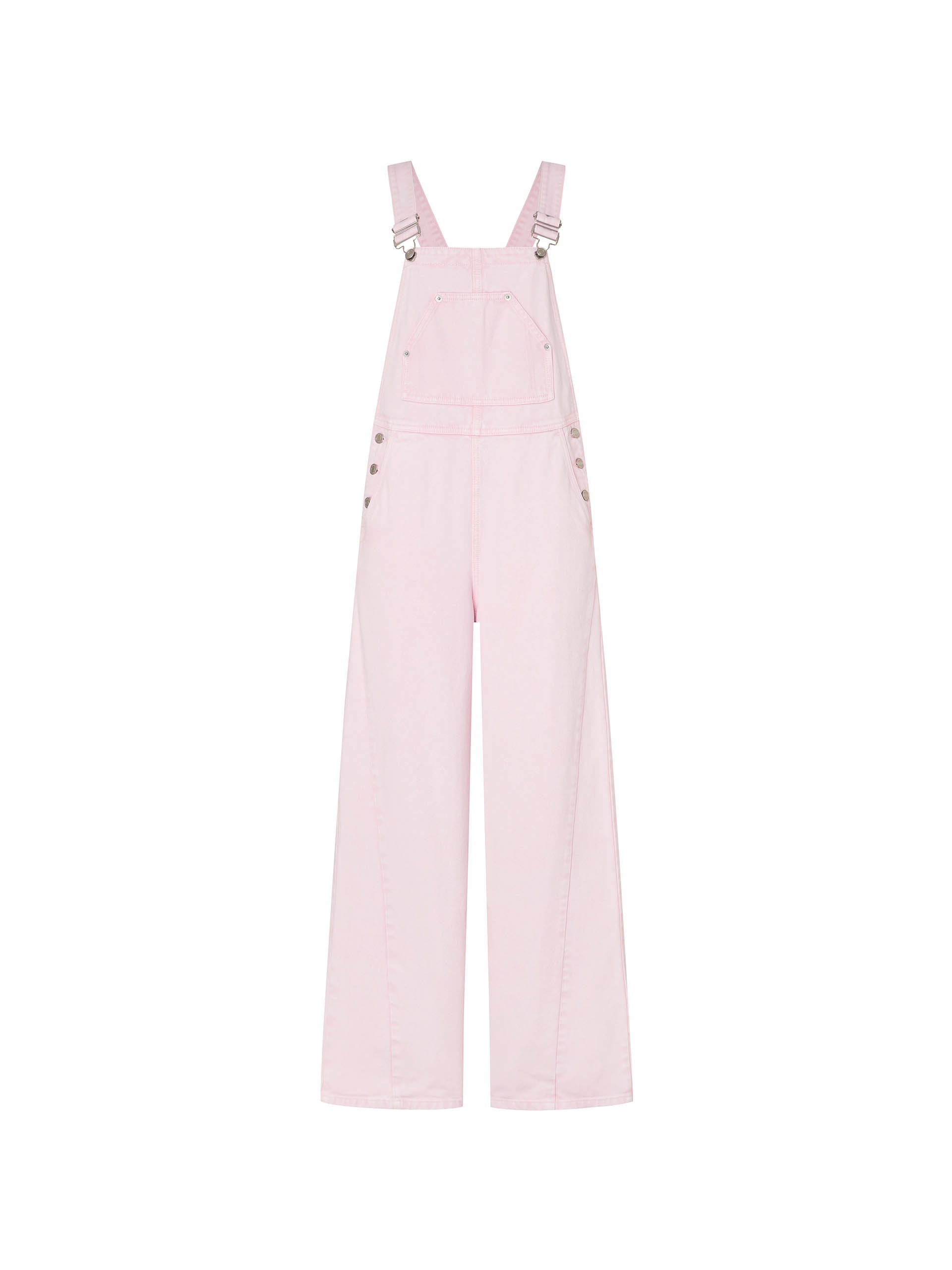 MO&Co. Women's Cargo Light Pink Denim Jumpsuit with Wide-leg and Full length