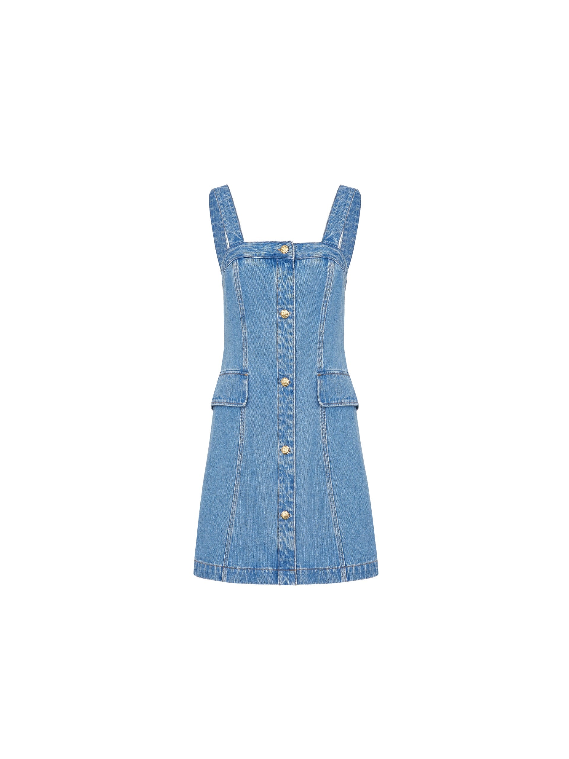 MO&Co. Women's Two-Piece Button Up Denim Cotton Dress For Summer Girls