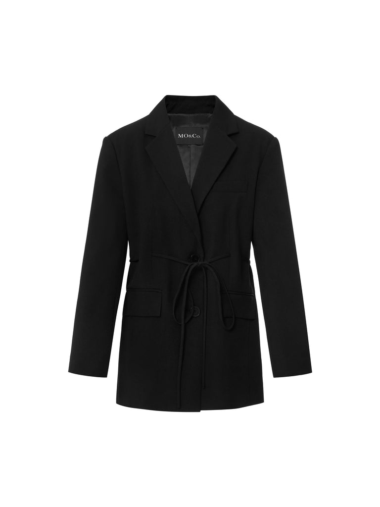 MO&Co. Women's Lapel Structured Crop Blazer Loose Chic Blazer Coats For Women