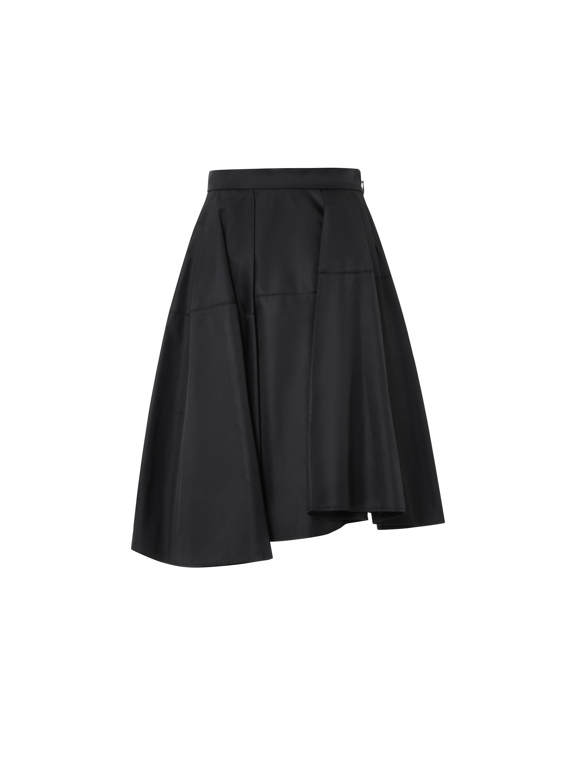 MO&Co. Women's Asymmteric Ruched Skirt Loose Casual Black Midi Skirt