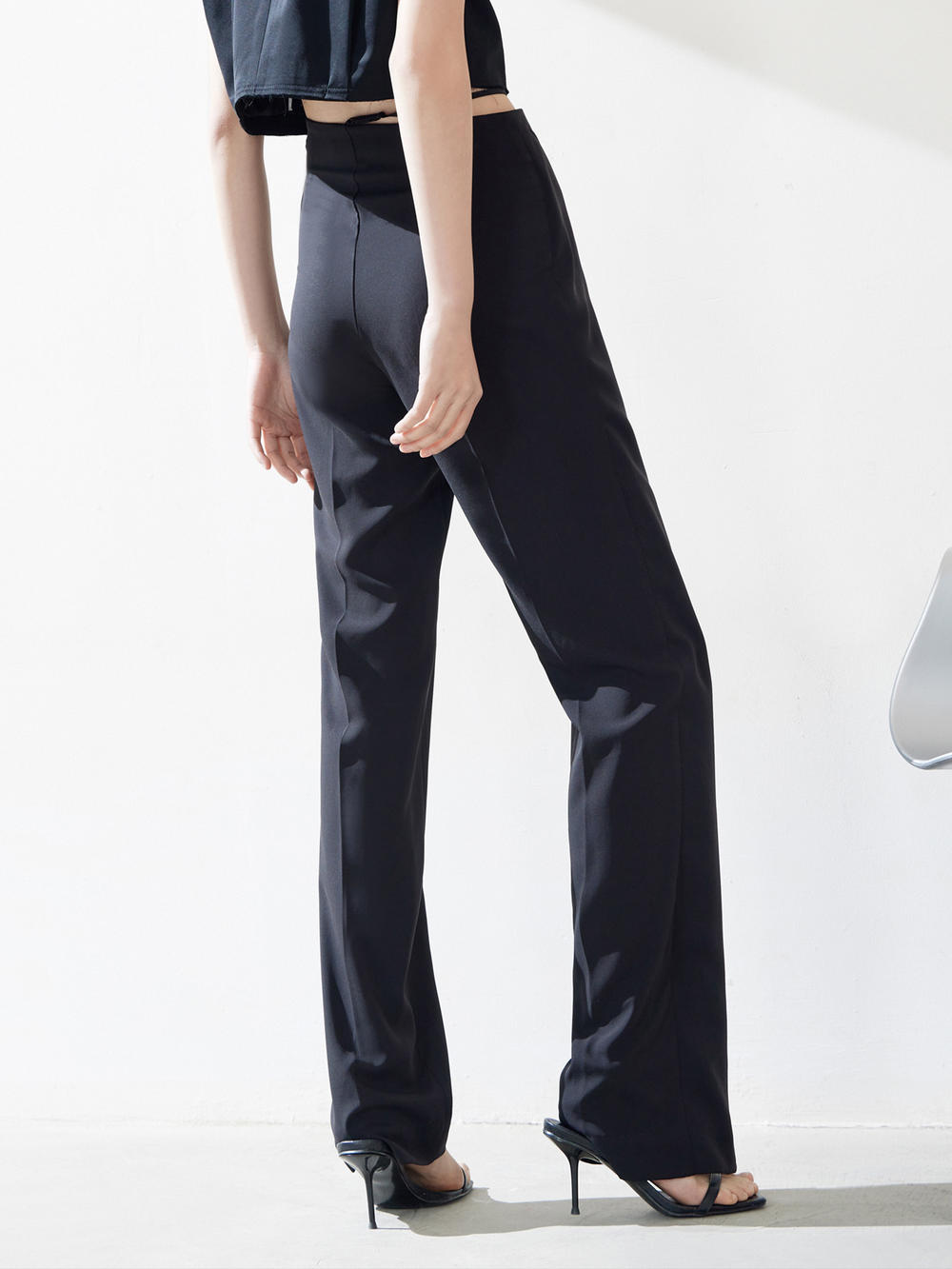 MO&Co. Women's Straight Suit Loose Casual Black Stylish Pants