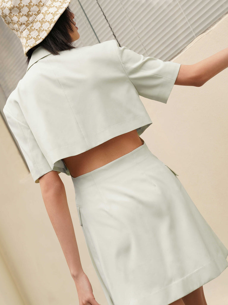 MO&Co. Women's Wool Blend Cutout Suit Dress Loose Casual Lapel Summer