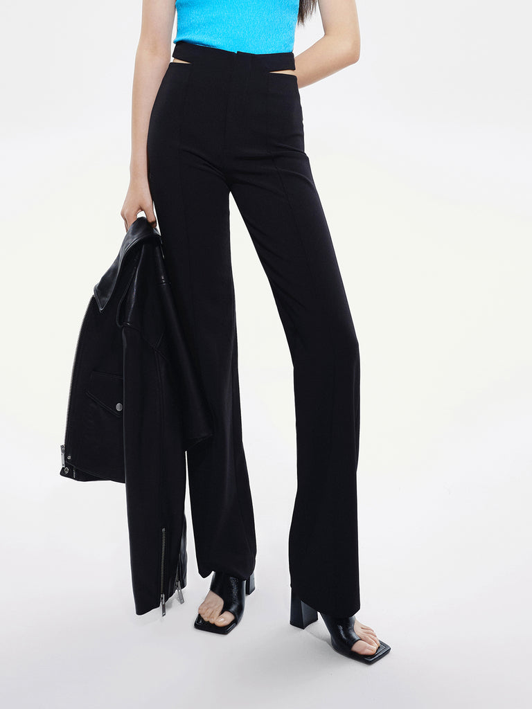 MO&Co. Women's Deconstructed Casual Trousers Straight Classic Black Trousers